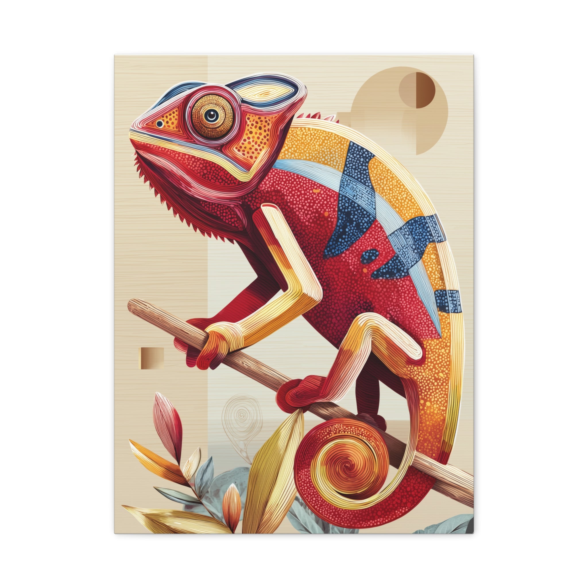Chameleon Canvas Print, pastel geometric chameleon wall art, Home Decor, Office Decor, Gift for Her, Unique Artwork, Teen Room Decor