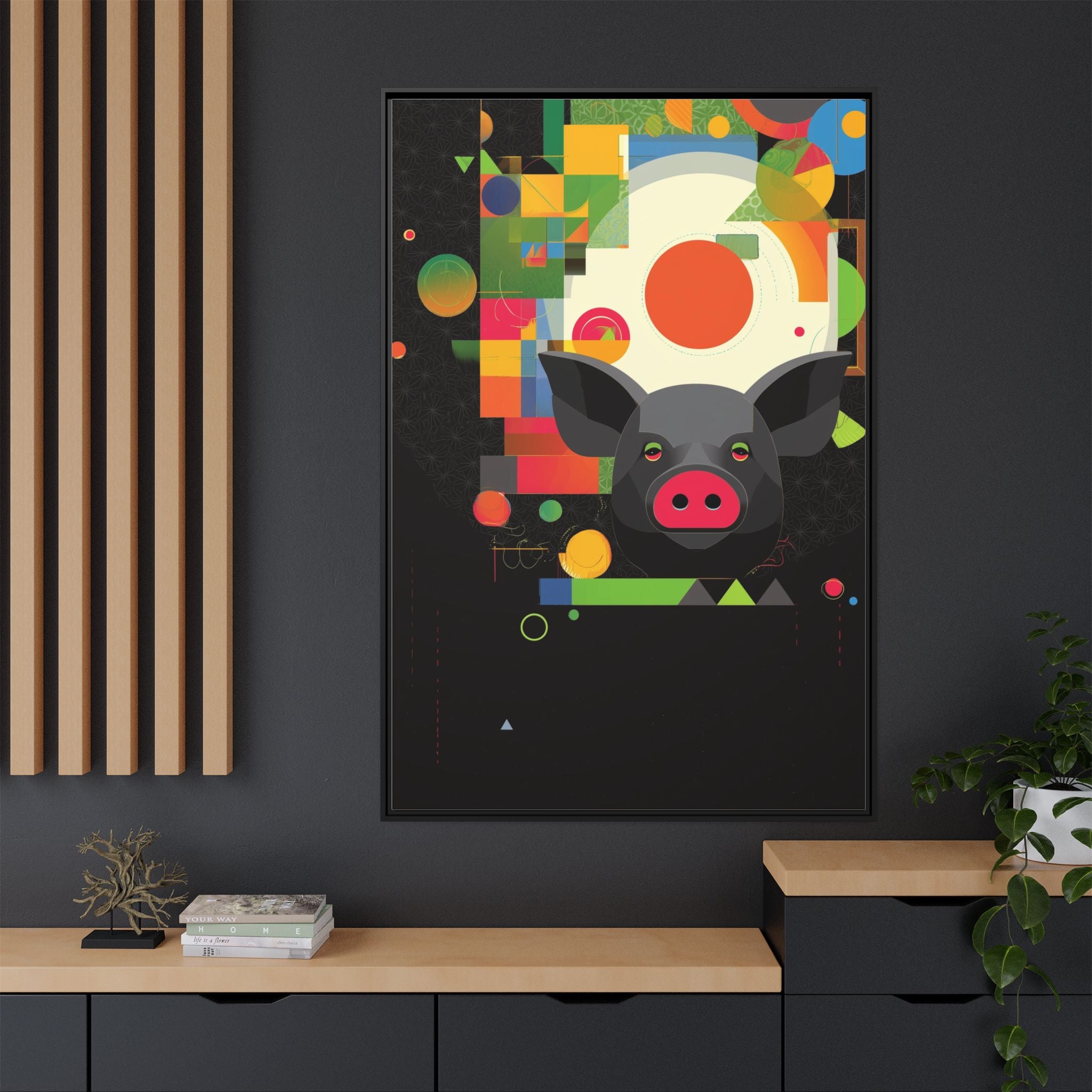 Prismatic Pig: Geometric Abstract Design, Digital Graphic Art Illustration   |    Custom Orders Available