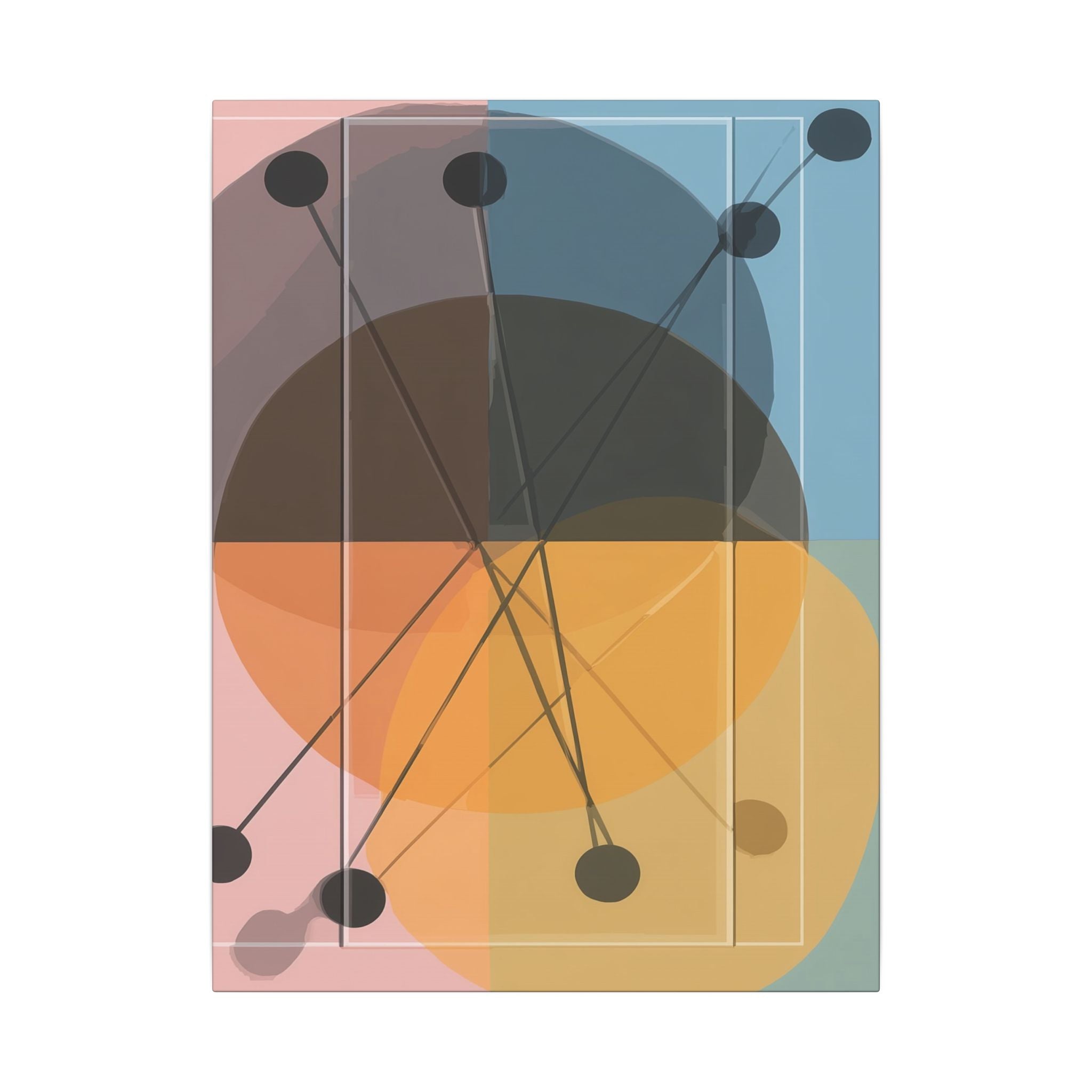 Interconnected Geometries: Pastel Circles in Motion, Mid-Century Modern Design, Abstract Bauhaus Composition   |   Custom Orders Accepted