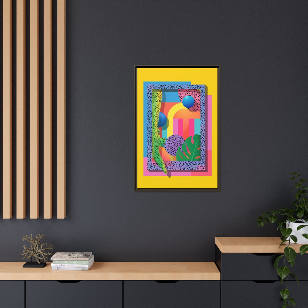 Geometric Rhythms: Abstract Layers of Color, Dimensional Shapes and Tropical Elements, Vibrant Modern Art Composition   |   Custom Orders