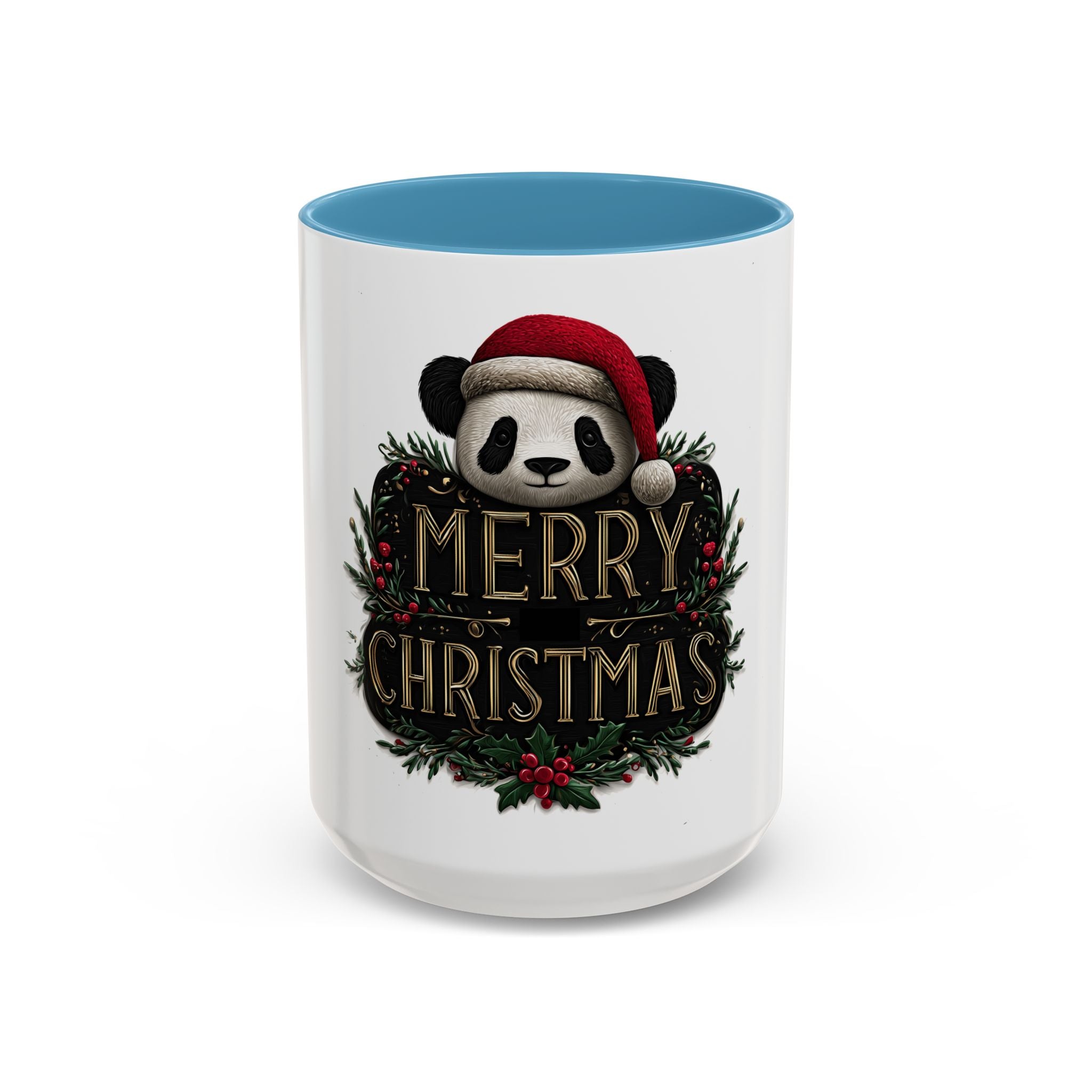 Holiday Panda Cheer: Festive Christmas Illustration, Whimsical Santa Panda Design, Ornate Seasonal Graphic
