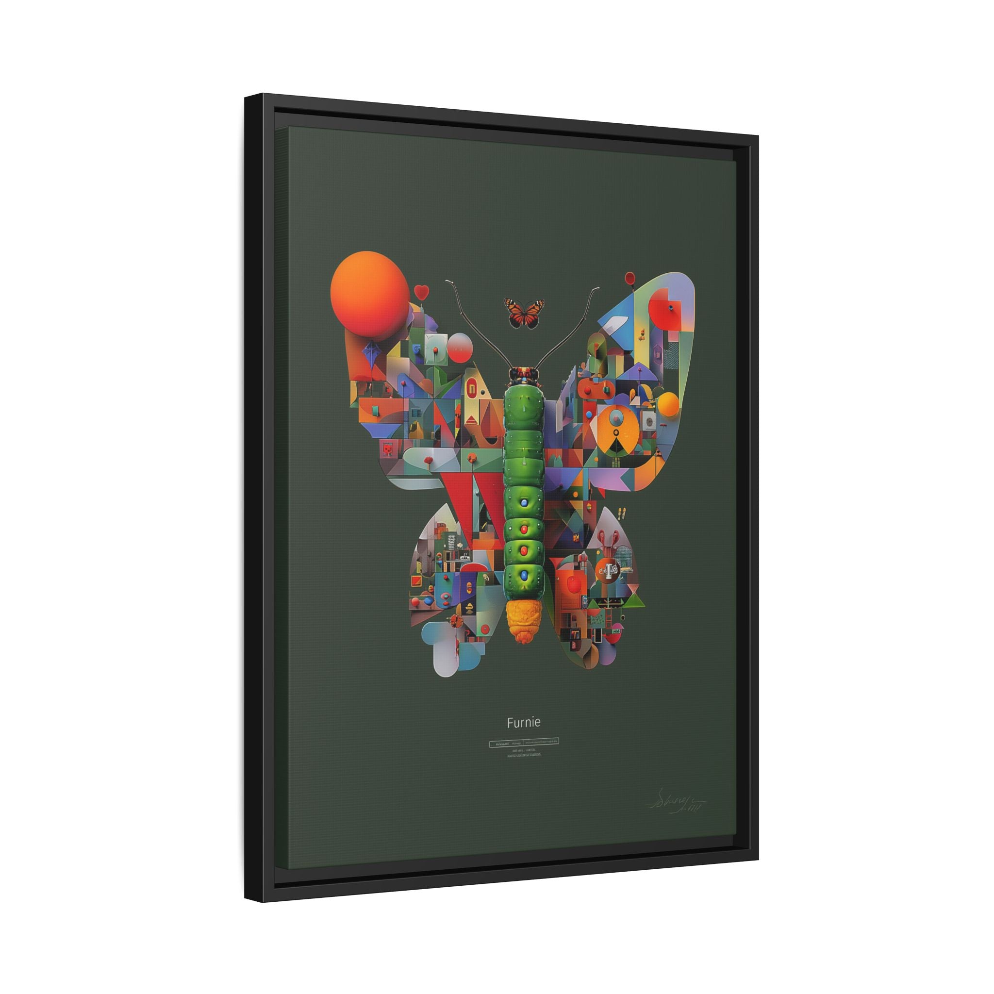 Geometric Metamorphosis Framed Print : Digital Cubist Butterfly, Urban Abstract Composition   |   Custom Orders Available