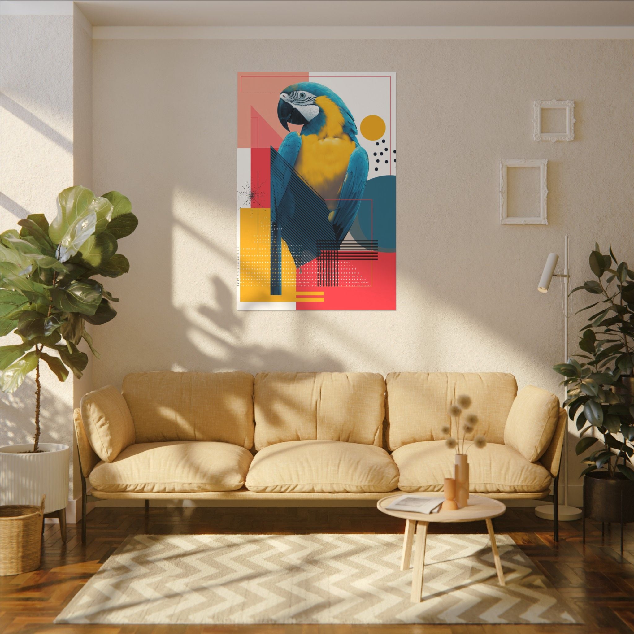 Macaw Geometry: Vibrant Avian Portrait, Modern Graphic Design Print   |    Custom Orders Available