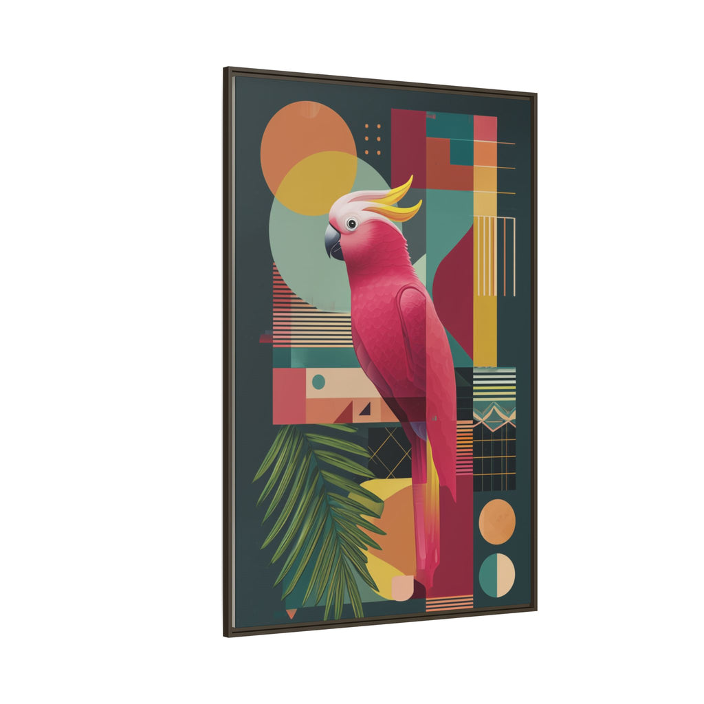 Cockatoo in Geometric Bloom: Mid-Century Modern Art, Tropical Abstract Design   |    Custom Orders Available