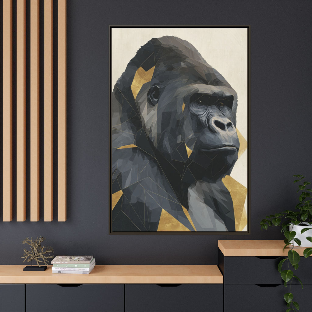 Primal Geometry: Polygonal Gorilla Portrait, Modern Metallic Wildlife Art   |  Personalized & Custom Orders Available