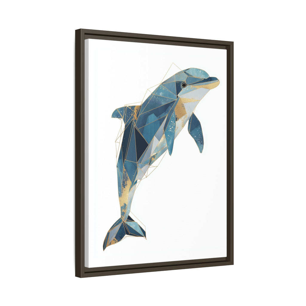 Crystalline Dolphin Framed Print : Geometric Marine Mosaic, Fractalized Blue Abstract   |  Personalized & Custom Orders Available