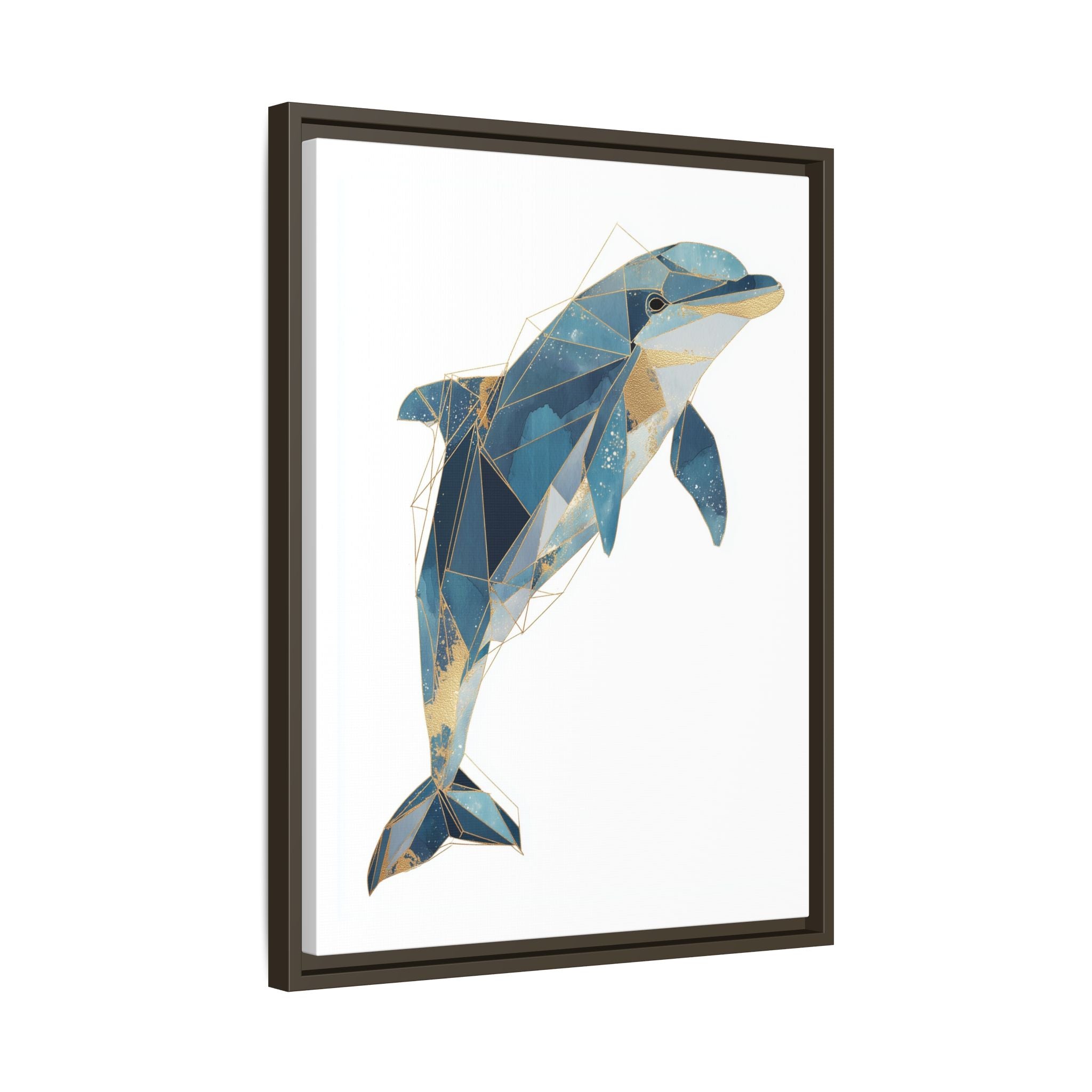 Crystalline Dolphin Framed Print : Geometric Marine Mosaic, Fractalized Blue Abstract   |  Personalized & Custom Orders Available