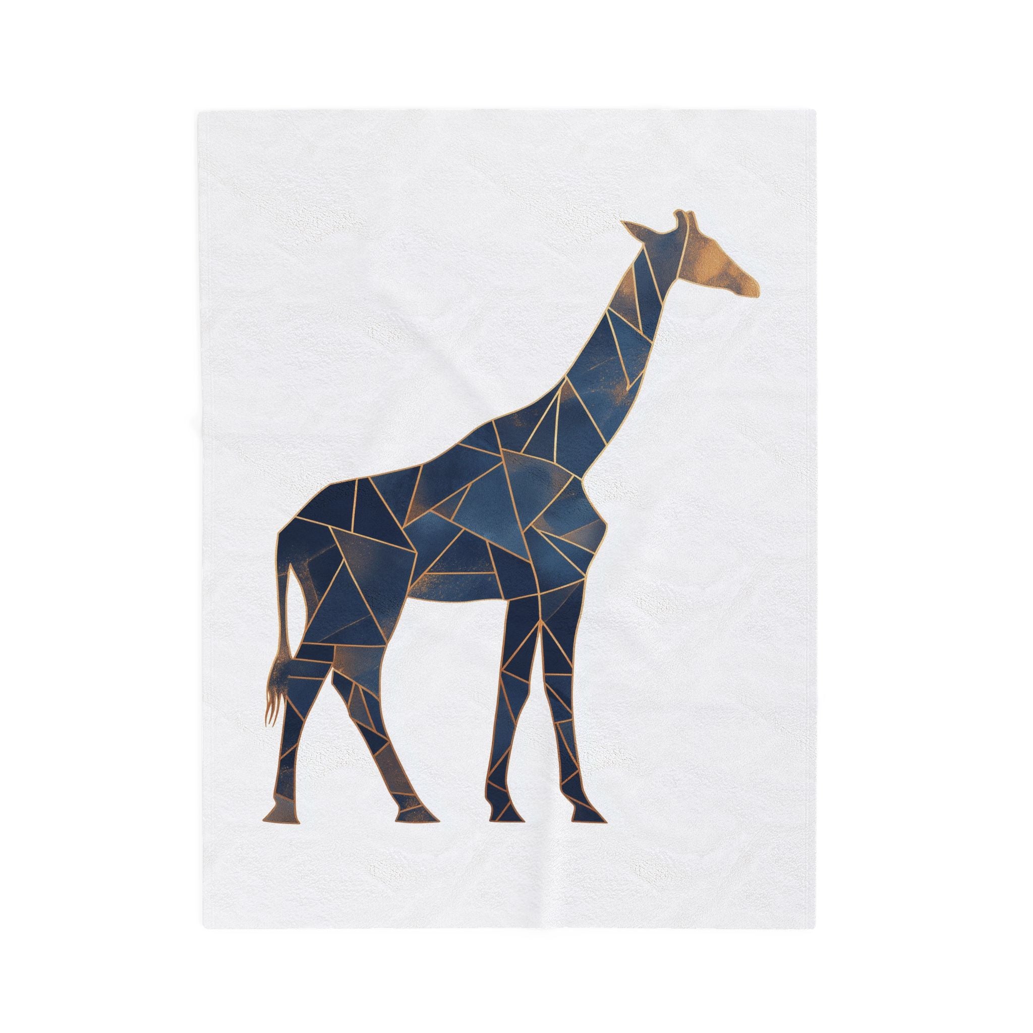 Mosaic Giraffe Quilt: Geometric Wildlife, Modern Blue Triangular Design, Contemporary Digital Illustration   |  Personalized & Custom Orders