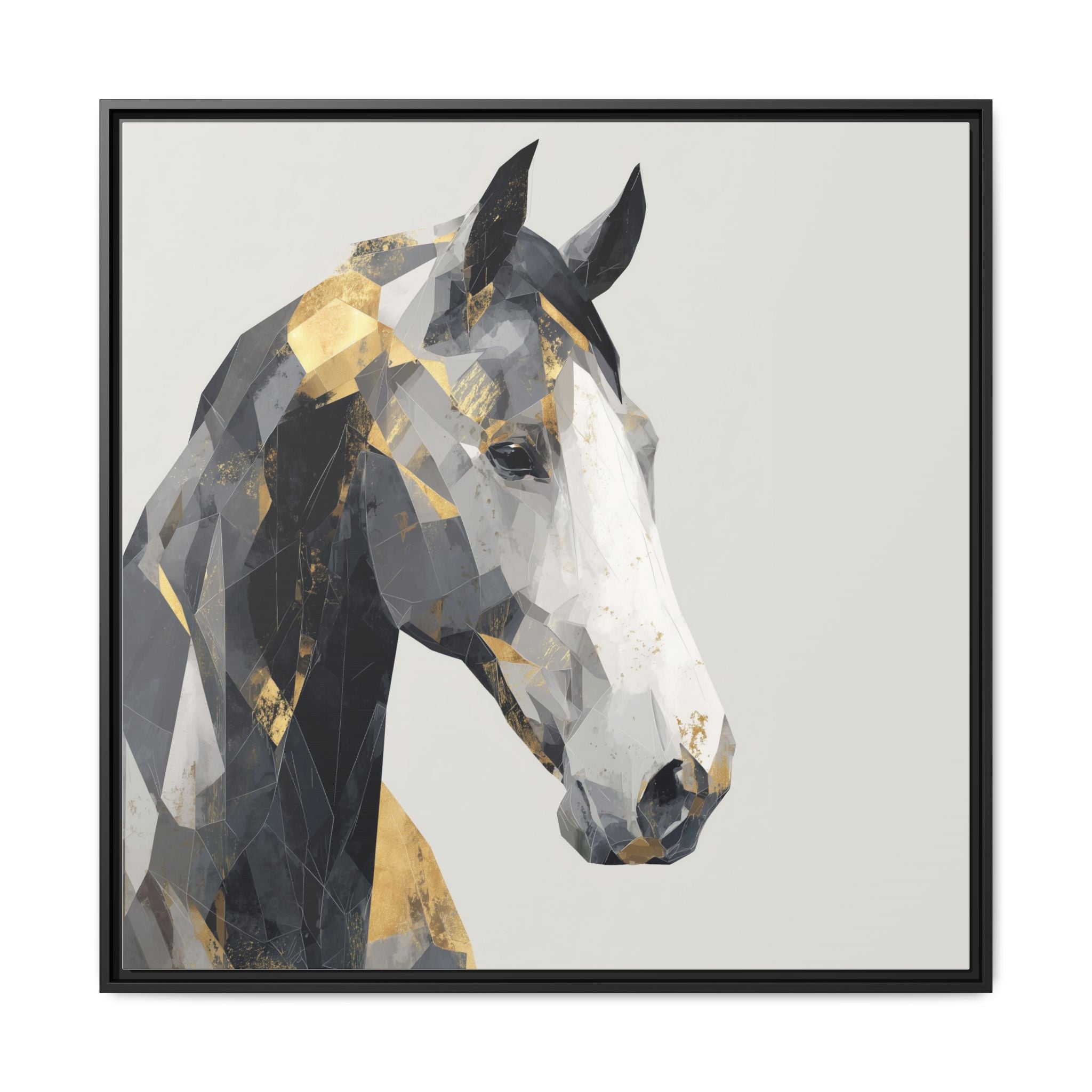Geometric Stallion: Cubist Equine Art, Modern Metallic Polygonal Design   |  Personalized & Custom Orders Available