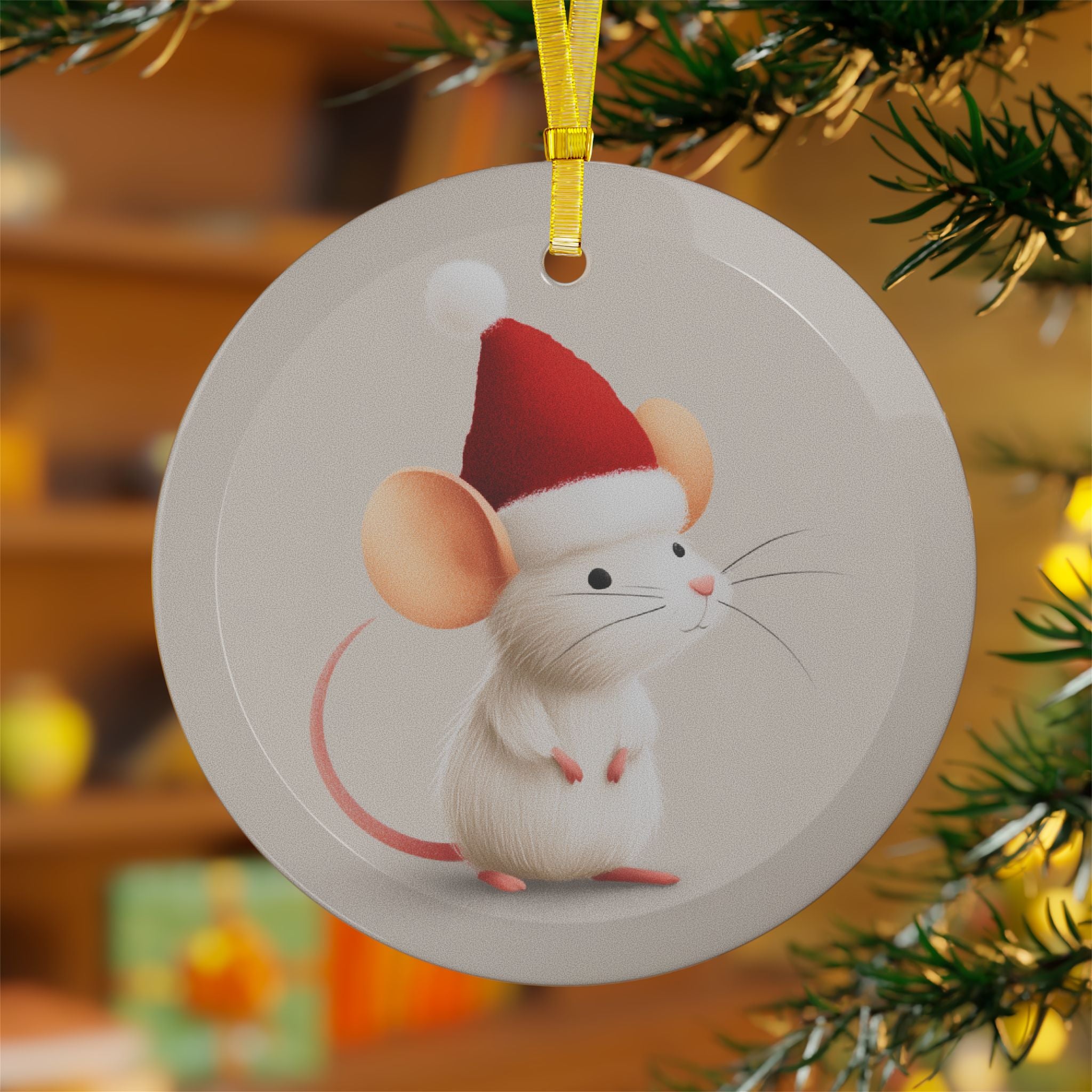 Adorable Mouse Glass Ornaments - Sweet Holiday Decor, Christmas Tree Ornaments, Gift Tags, Home Decoration, Cute Winter Decor