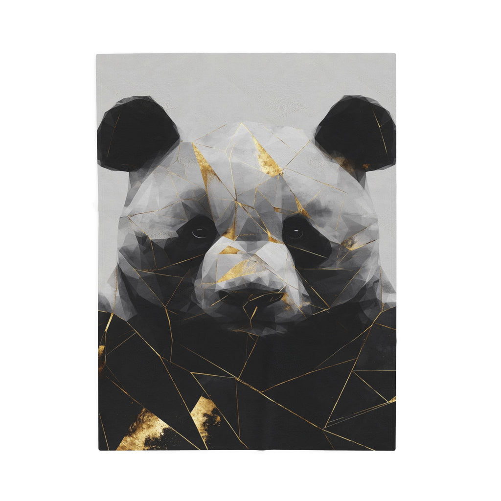 Fractured Panda Blanket: Geometric Digital Art, Polygonal Wildlife, Modern Metallic Rendering   |  Personalized & Custom Orders Available