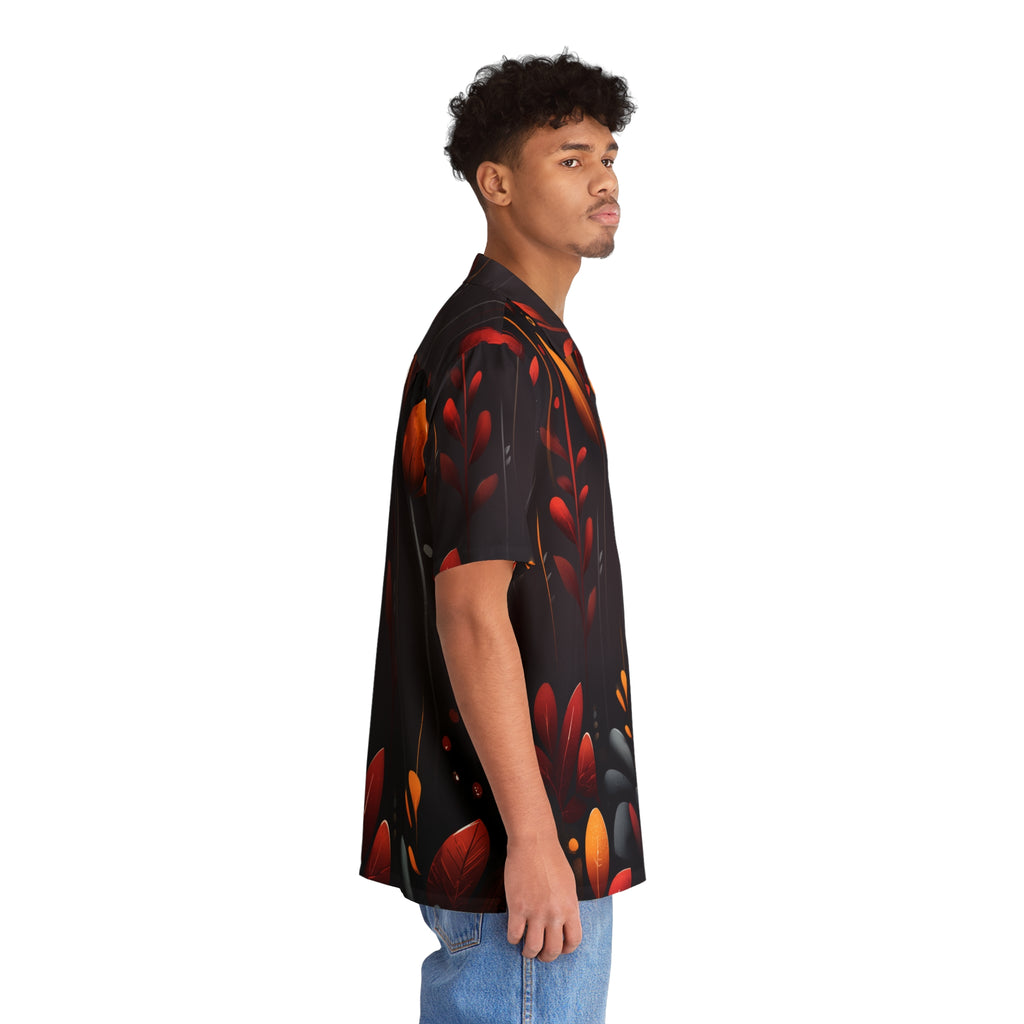 Autumn Night Floral Hawaiian Shirt — Men's Tropical Button-Up