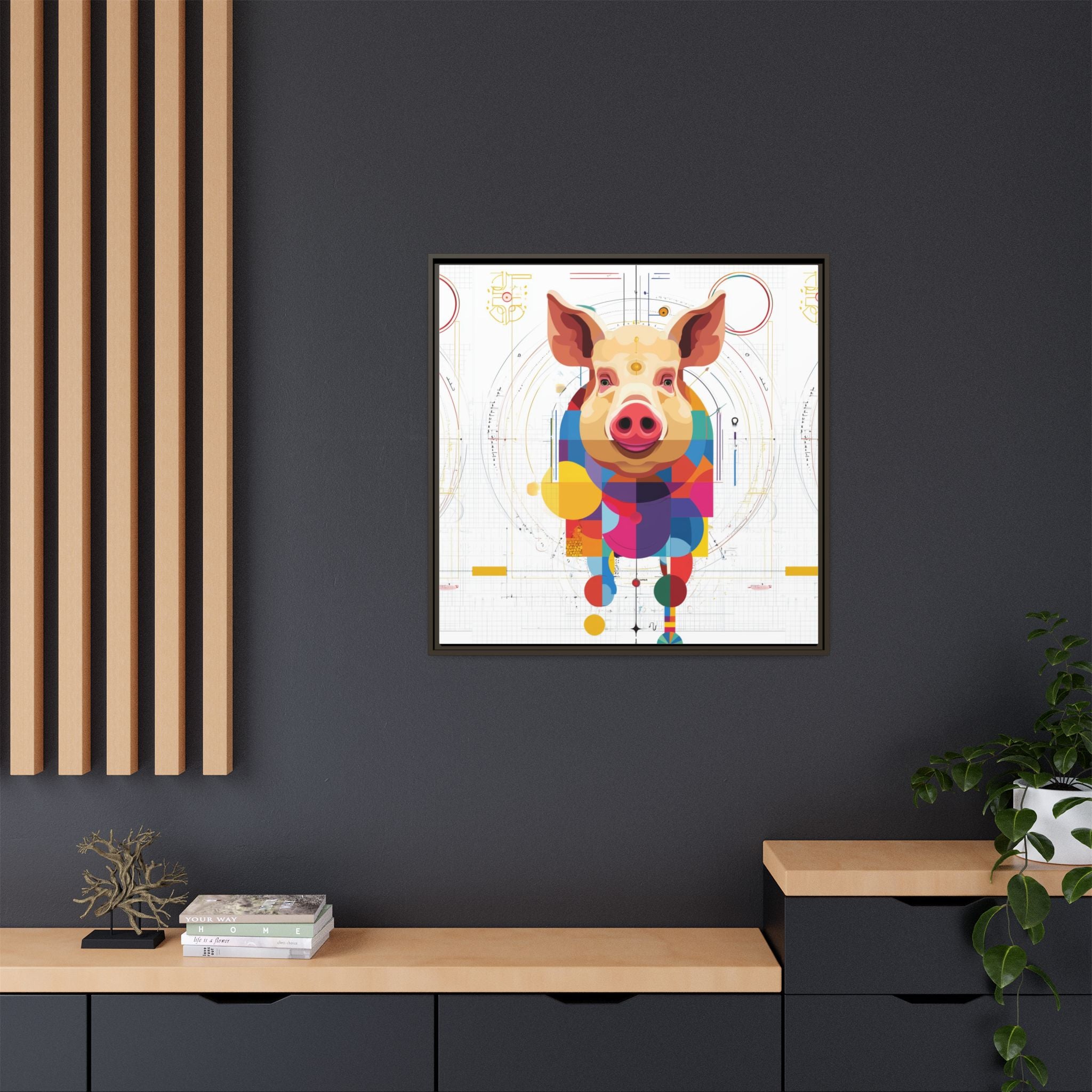 Geometric Pig: Digital Cubist Portrait, Mathematical Animal Abstraction   |    Custom Orders Available