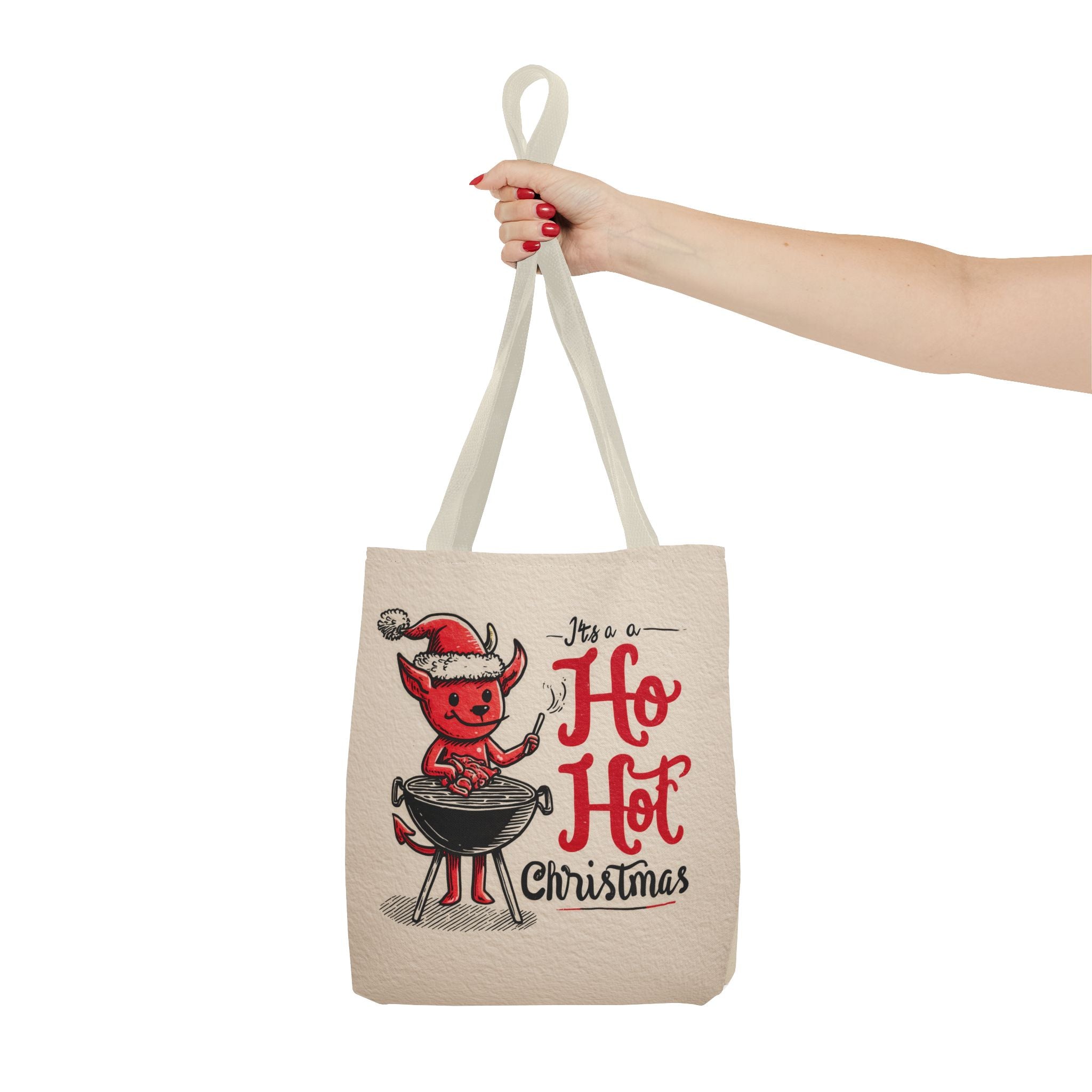 Hot Christmas Tote Bag, Festive Gift Bag, Holiday Shopping Tote, BBQ Lover's Tote, Fun Winter Accessory