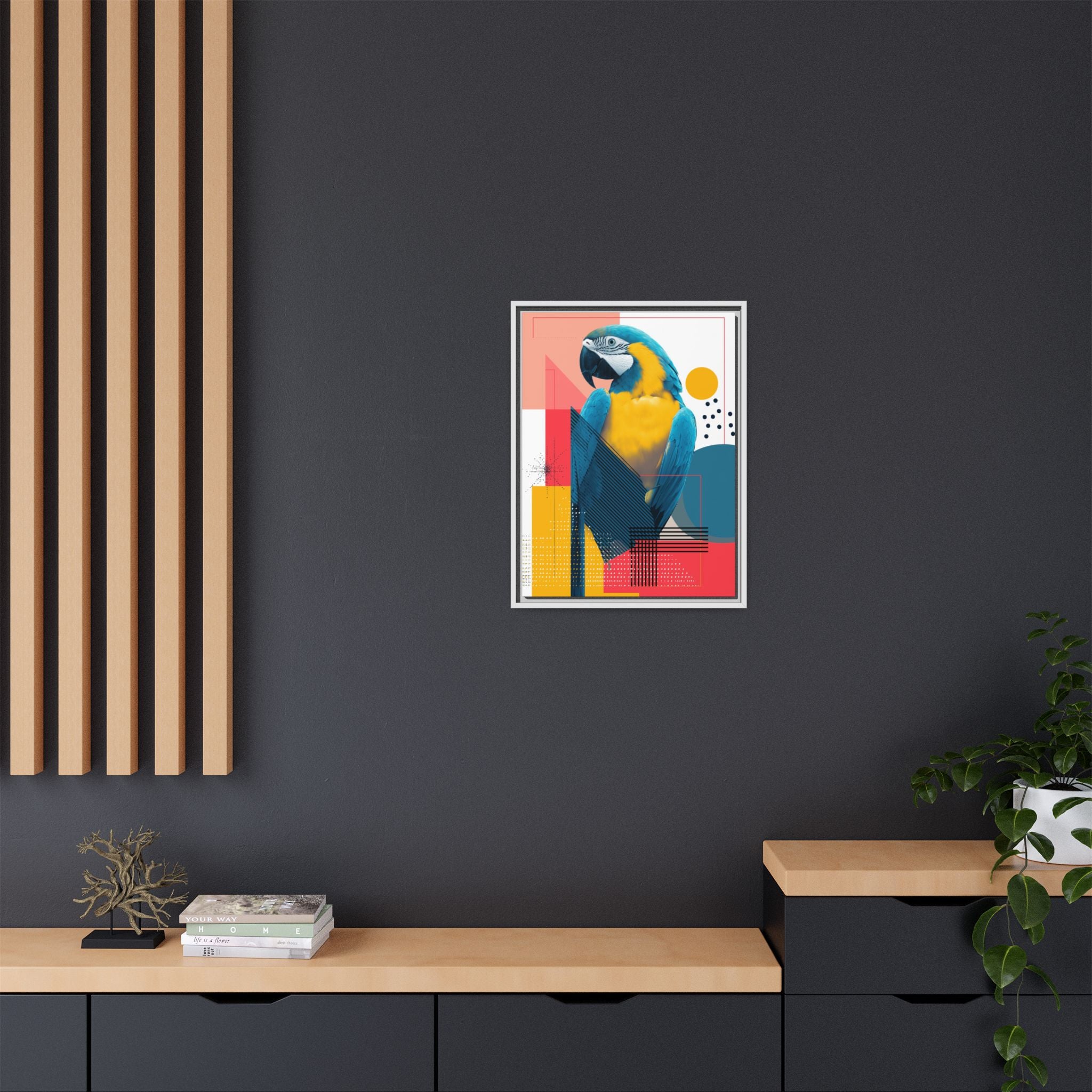 Macaw in Geometry: Vibrant Wildlife Digital Art, Modernist Design Fusion   |    Custom Orders Available