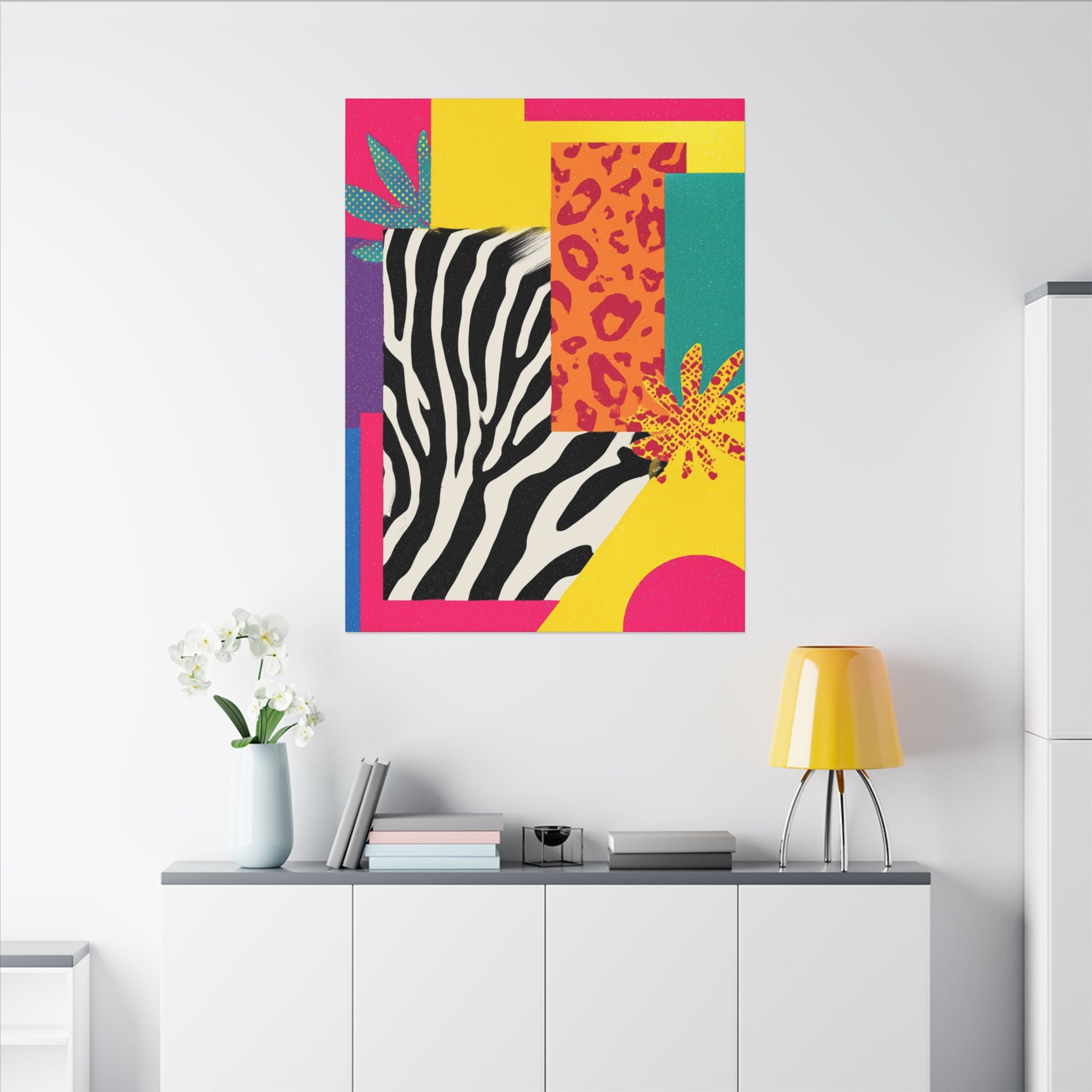 Copy of Pop Geometry: Zebra Leopard Fusion, Geometric Color Block, Modern Abstract Design   |   Custom Orders Accepted