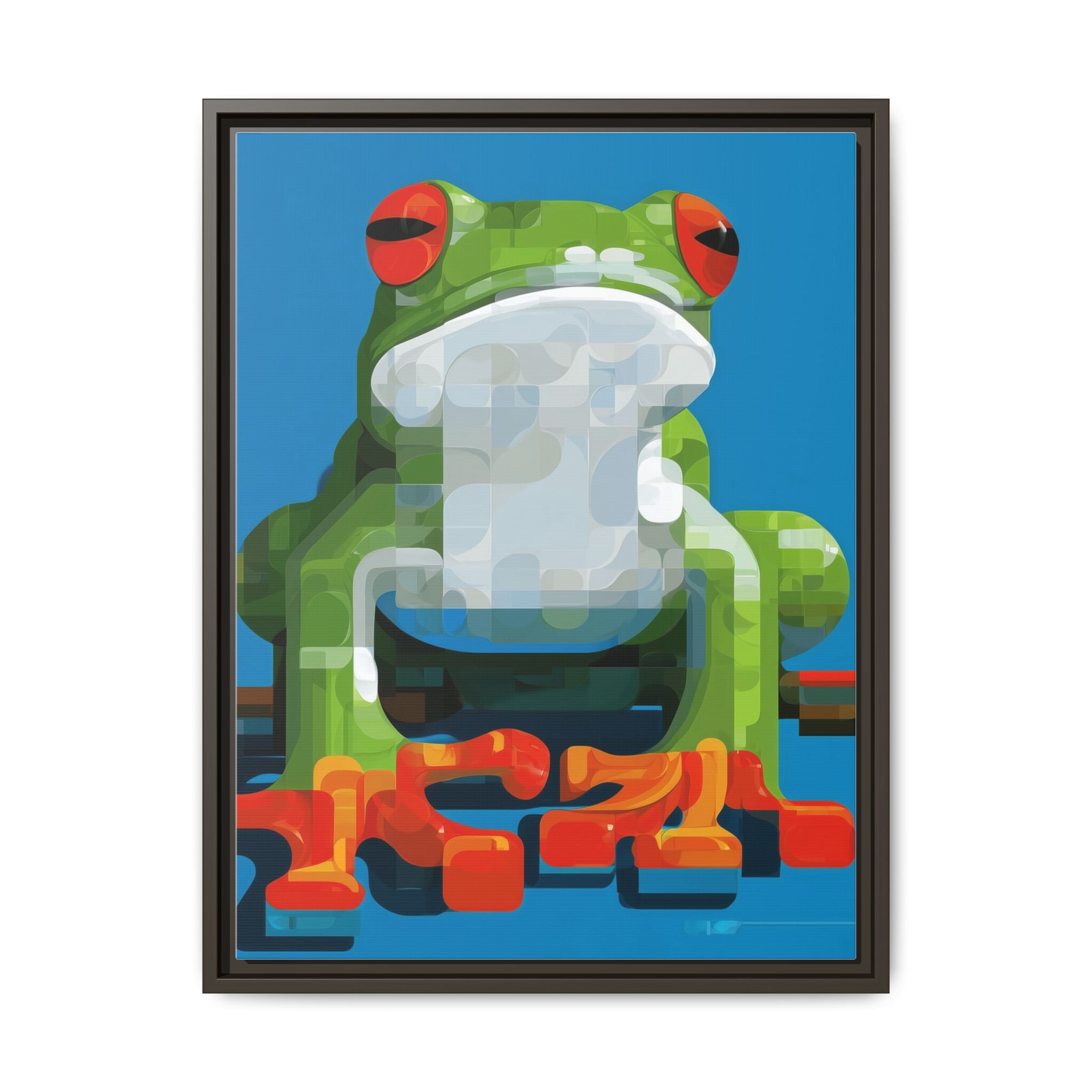 Mosaic Amphibian: Geometric Frog Portrait, Digital Pixel Art Illustration   |    Custom Orders Available