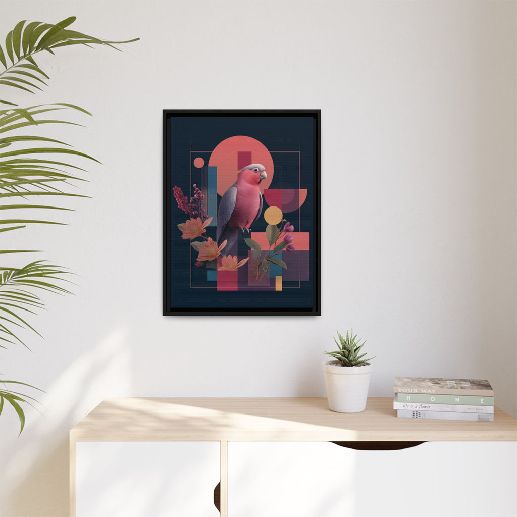 Galah Geometric Framed Print : Stylized Digital Cockatoo Portrait, Contemporary Abstract Botanical    |   Custom Orders Accepted