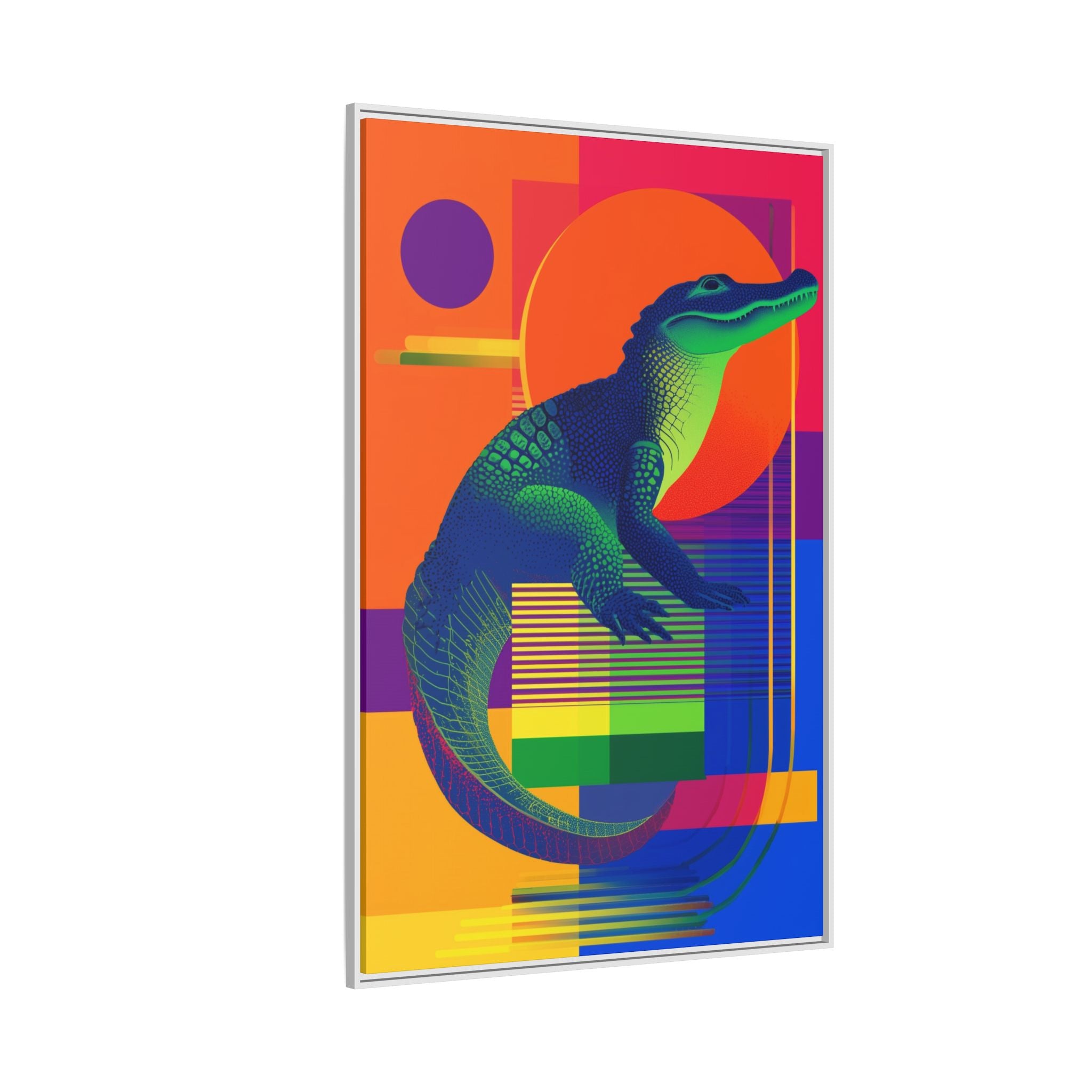 Geometric Alligator Framed Print: Pop Art Reptile, Vibrant Gradient Composition   |  Personalized & Custom Orders Available