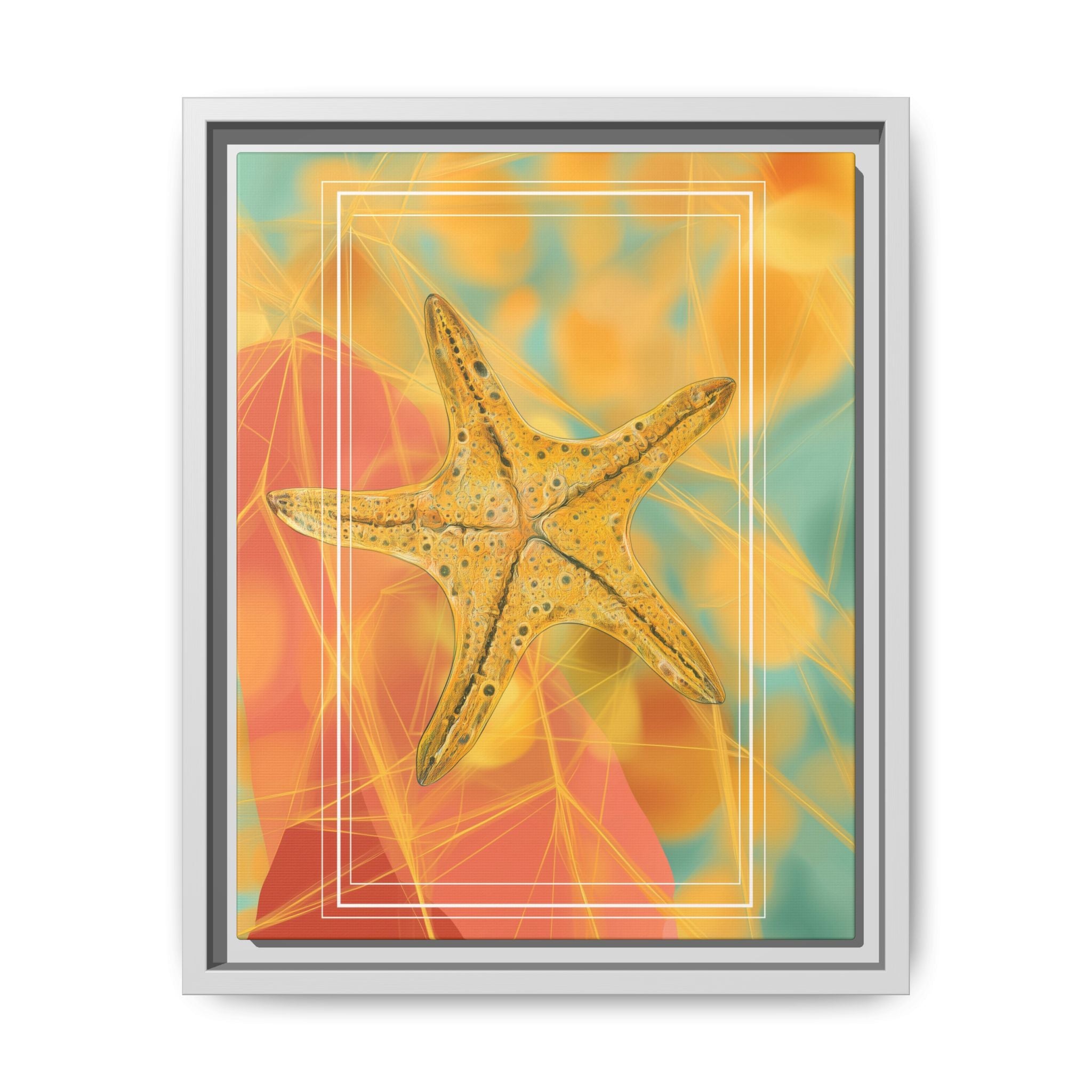 Celestial Starfish: Marine Geometry in Golden Hues, Tropical Oceanic Texture   |    Custom Orders Available