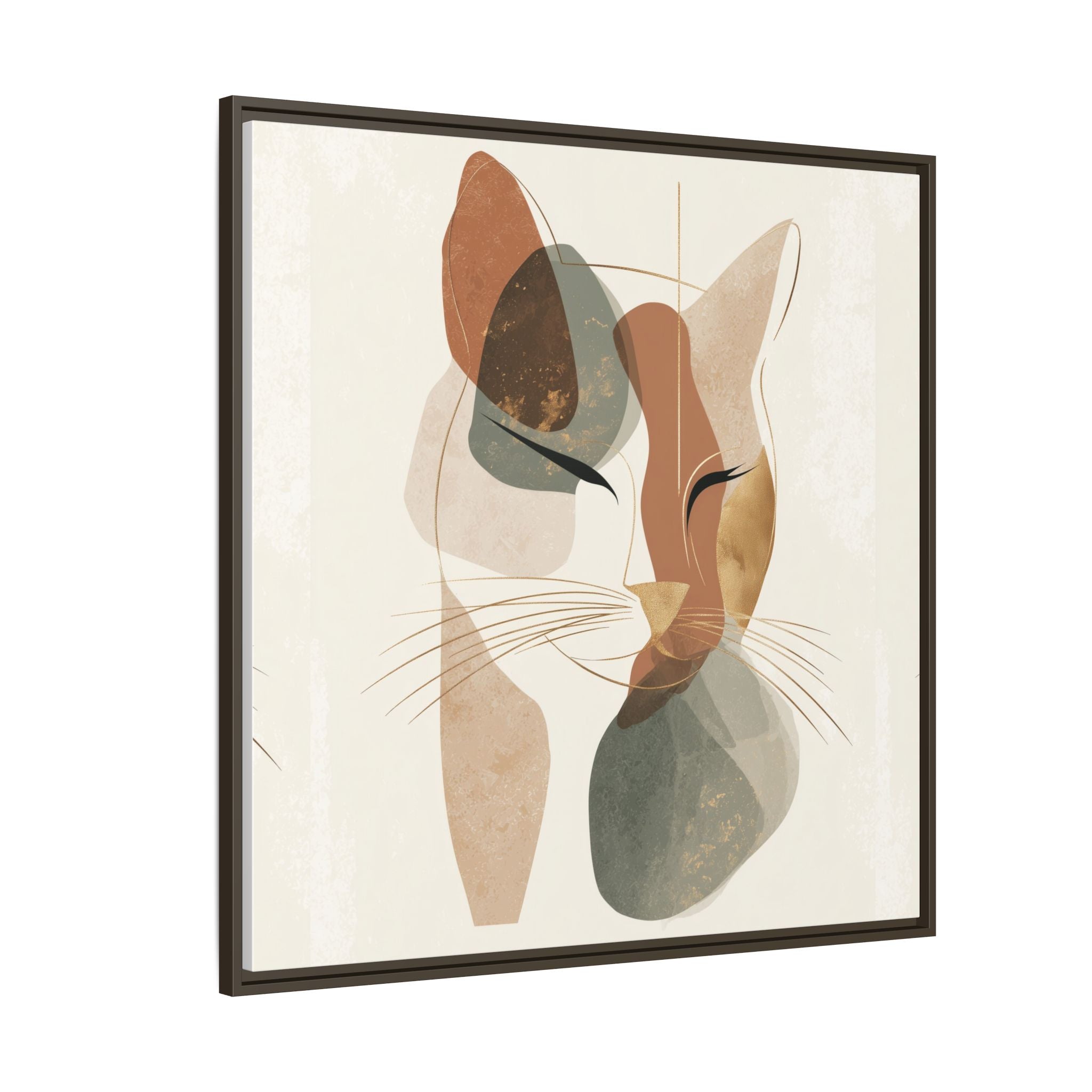 Feline Geometry: Abstract Cat Portrait, Minimalist Earth Tones   |  Personalized & Custom Orders Available