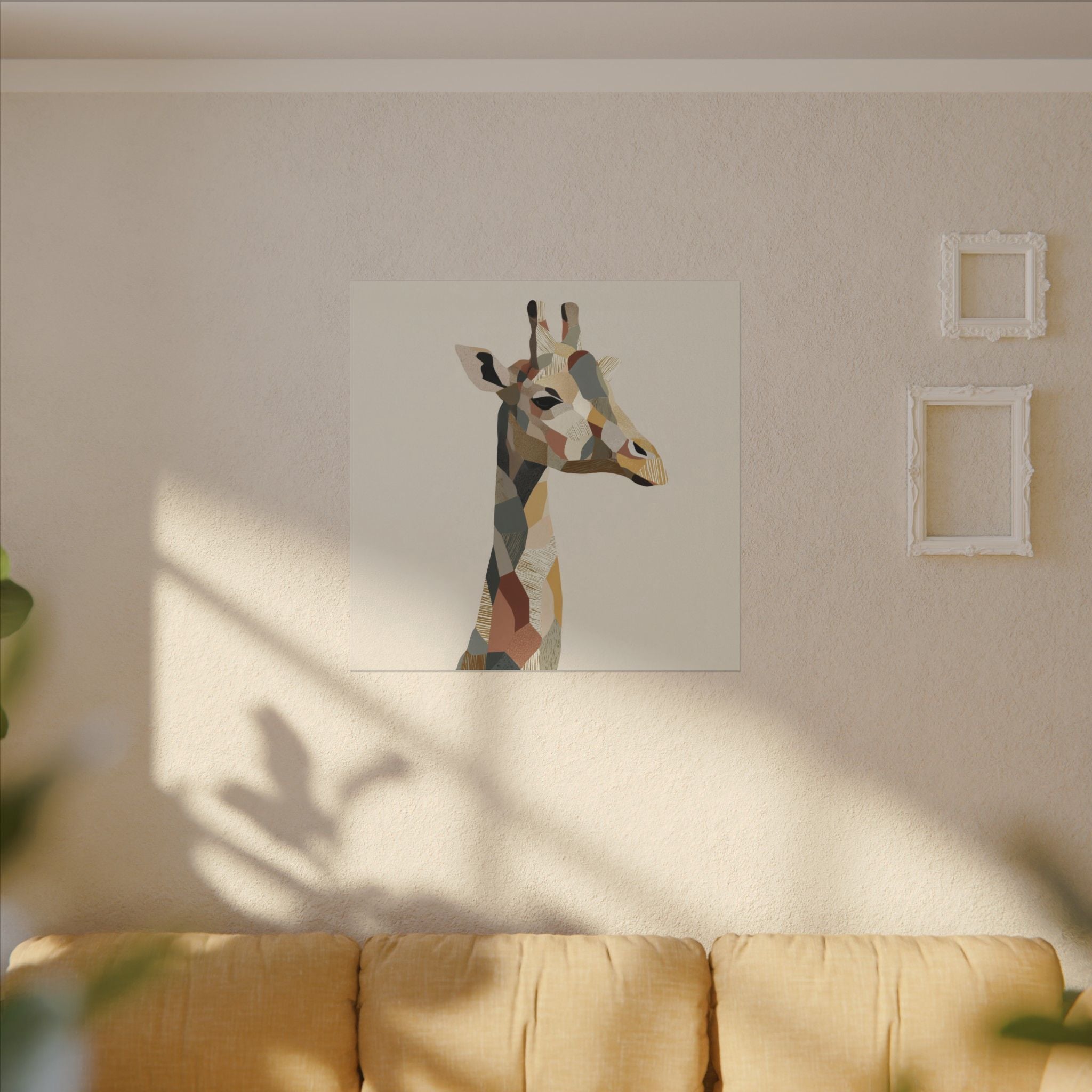 Geometric Giraffe: Modern Wildlife Art, Abstract Mosaic Portrait, Minimalist Earthtone Design   |  Personalized & Custom Orders Available