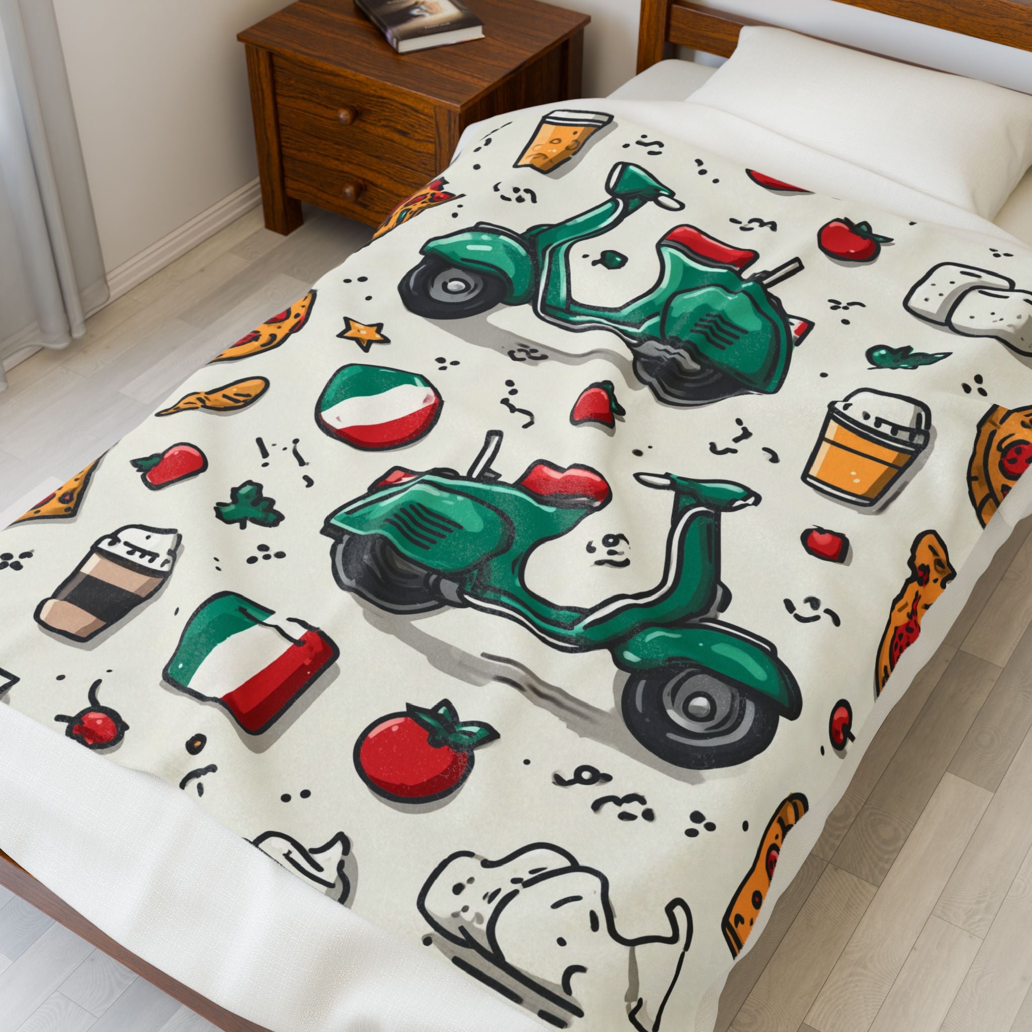 Bellissima Italia Quilt Doona Duvet Cover : Cultural Icons Collage, Italian Design Illustration   |   Custom Orders Accepted