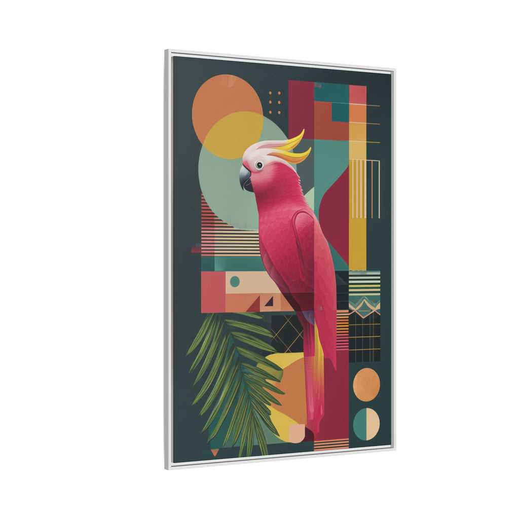 Cockatoo in Geometric Bloom: Mid-Century Modern Art, Tropical Abstract Design   |    Custom Orders Available