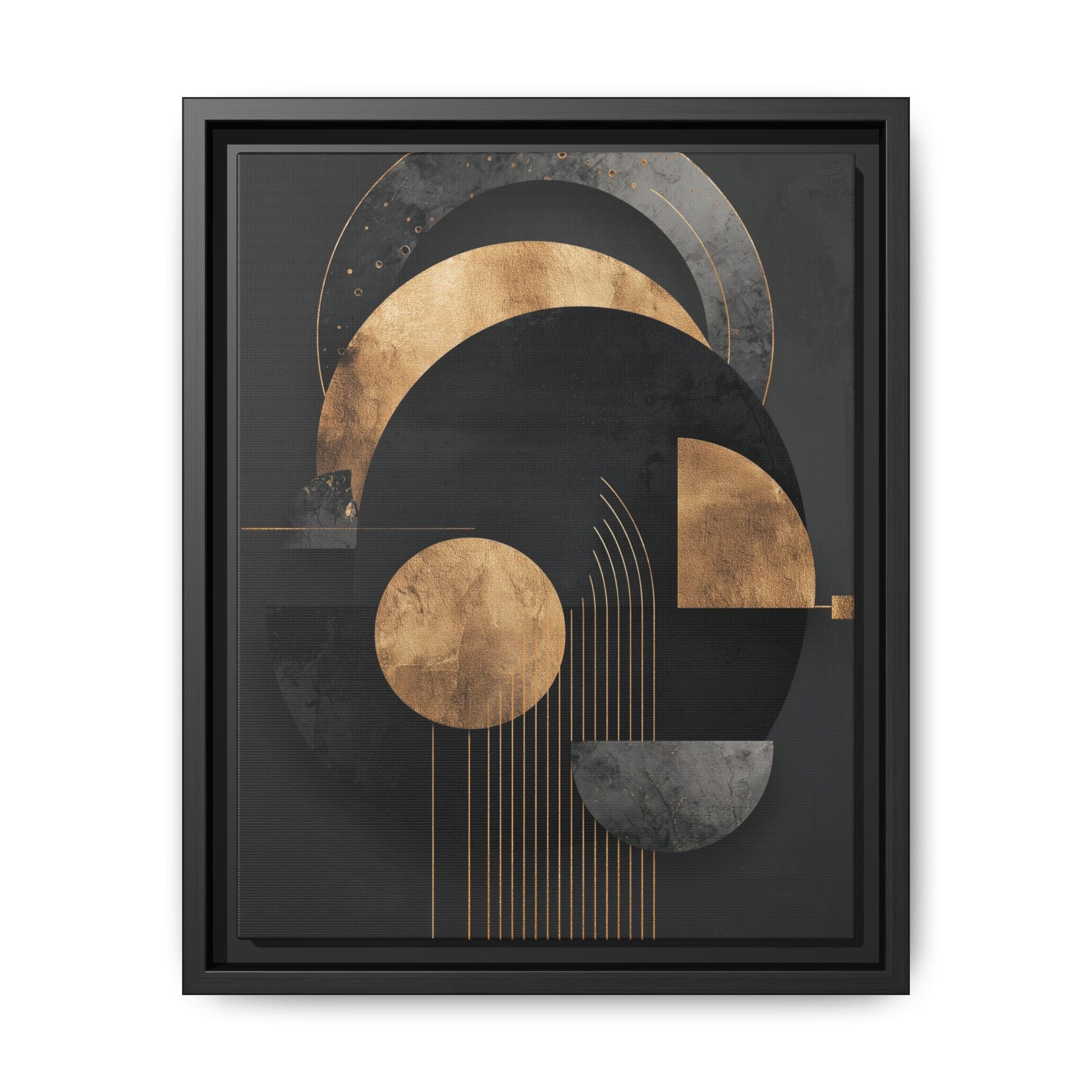 Geometric Resonance: Abstract Gold and Black Design, Minimalist Architectural Art, Modern Metallic Composition   |   Custom Orders Accepted