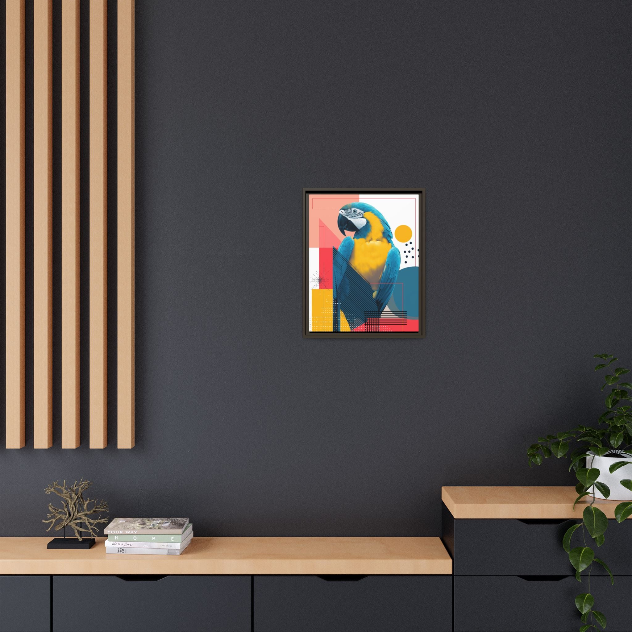 Macaw in Geometry: Vibrant Wildlife Digital Art, Modernist Design Fusion   |    Custom Orders Available