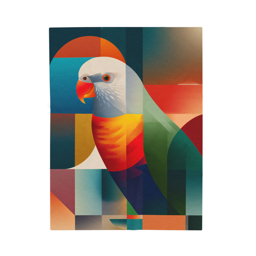 Cubist Parrot Quilt Cover, Doona Cover, Duvet : Geometric Avian Composition, Modernist Digital Art   |    Custom Orders Available
