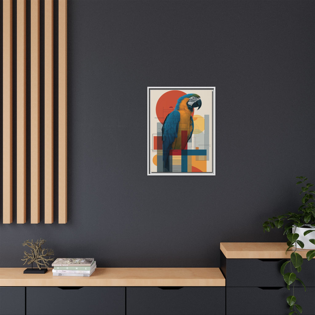 Vibrant Macaw Geometric Framed Print: Avian Realism, Modern Abstract Composition   |  Personalized & Custom Orders Available