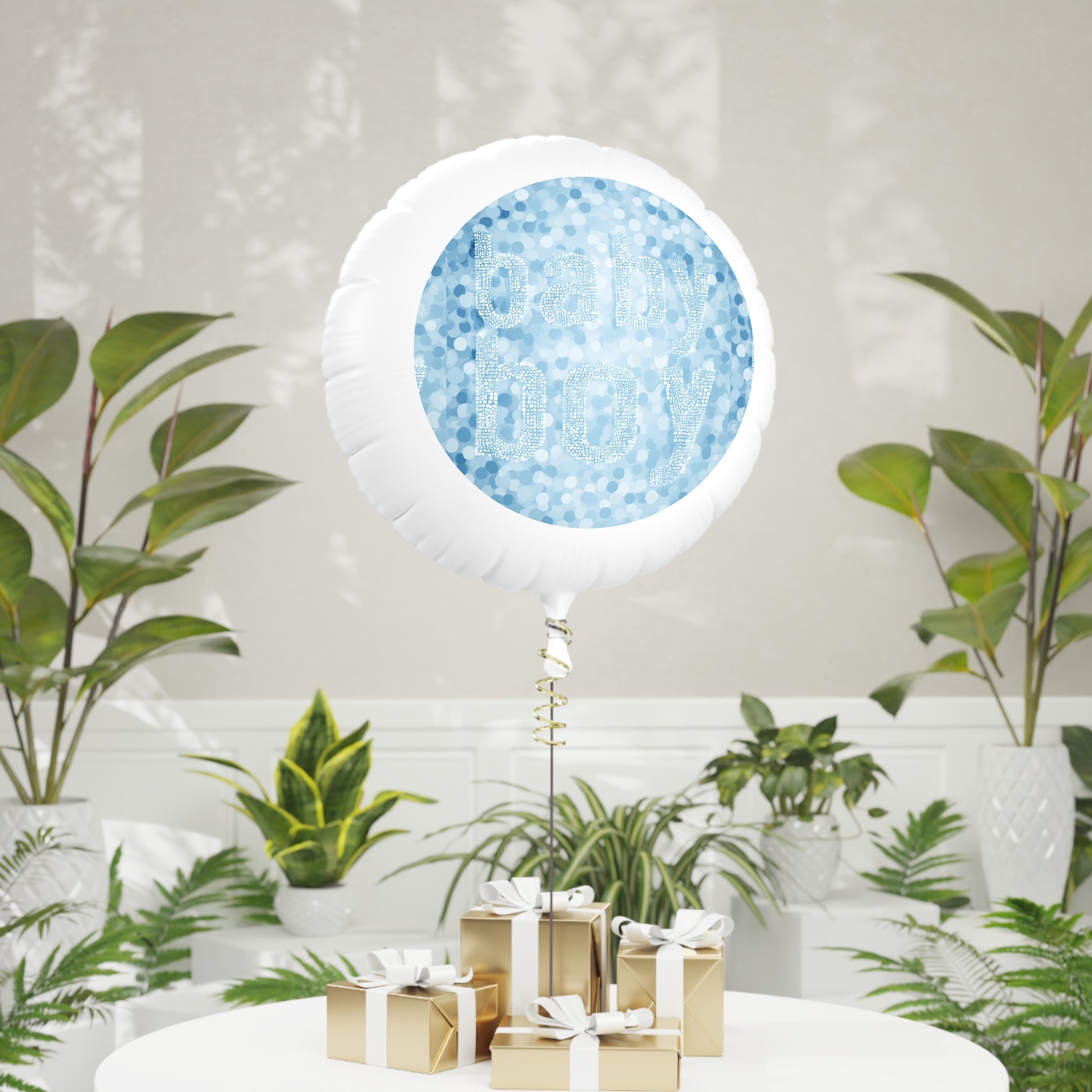 Baby Boy Blue Mylar Helium Balloon — 'baby boy' Celebration Balloon