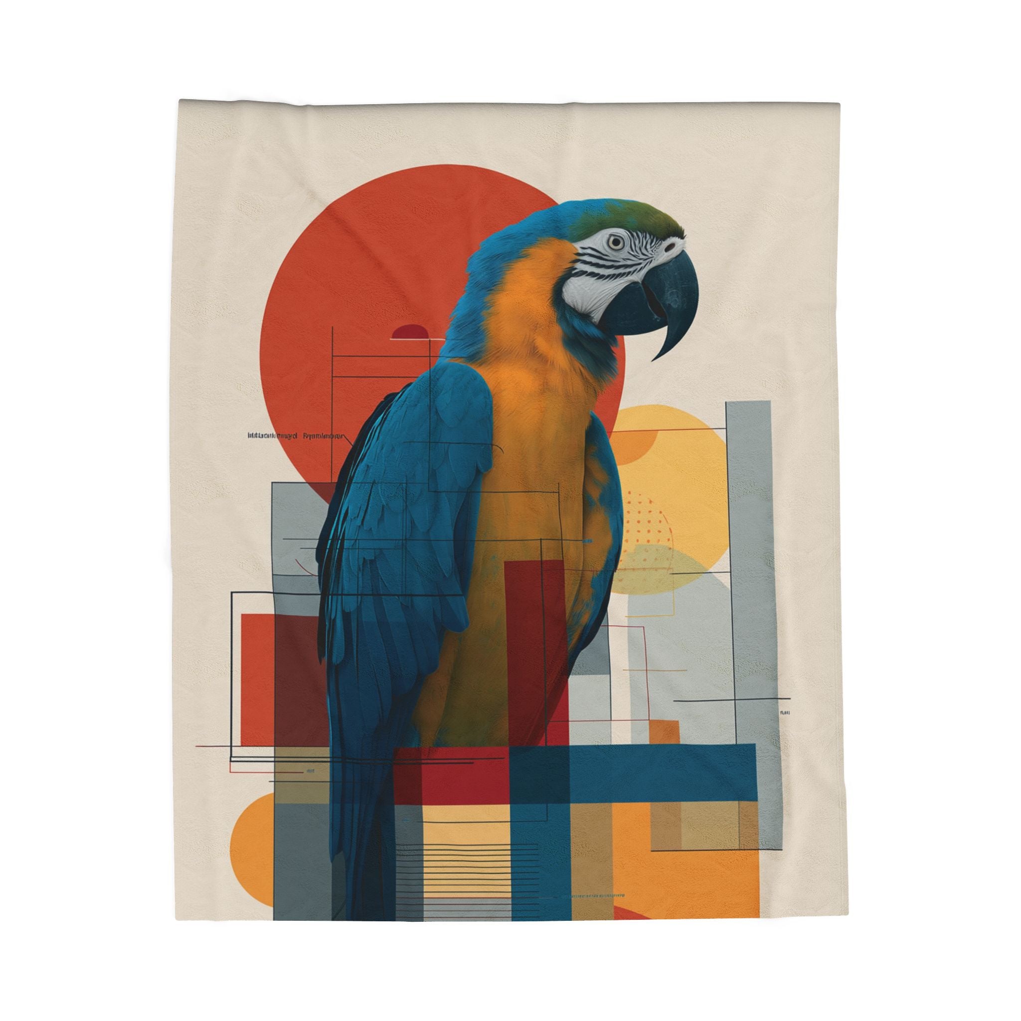 Geometric Macaw Quilt Cover, Doona Cover, Duvet : Modernist Avian Portrait, Constructivist Design   |    Custom Orders Available
