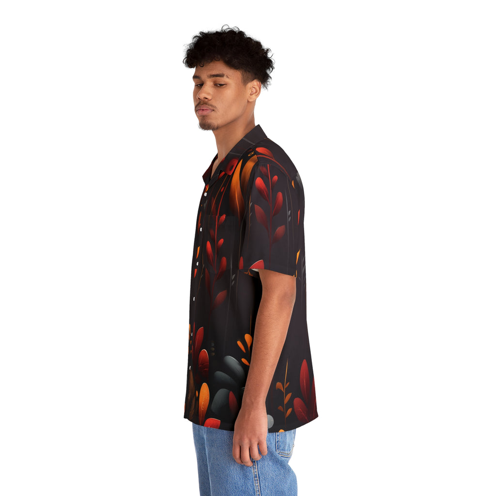 Autumn Night Floral Hawaiian Shirt — Men's Tropical Button-Up