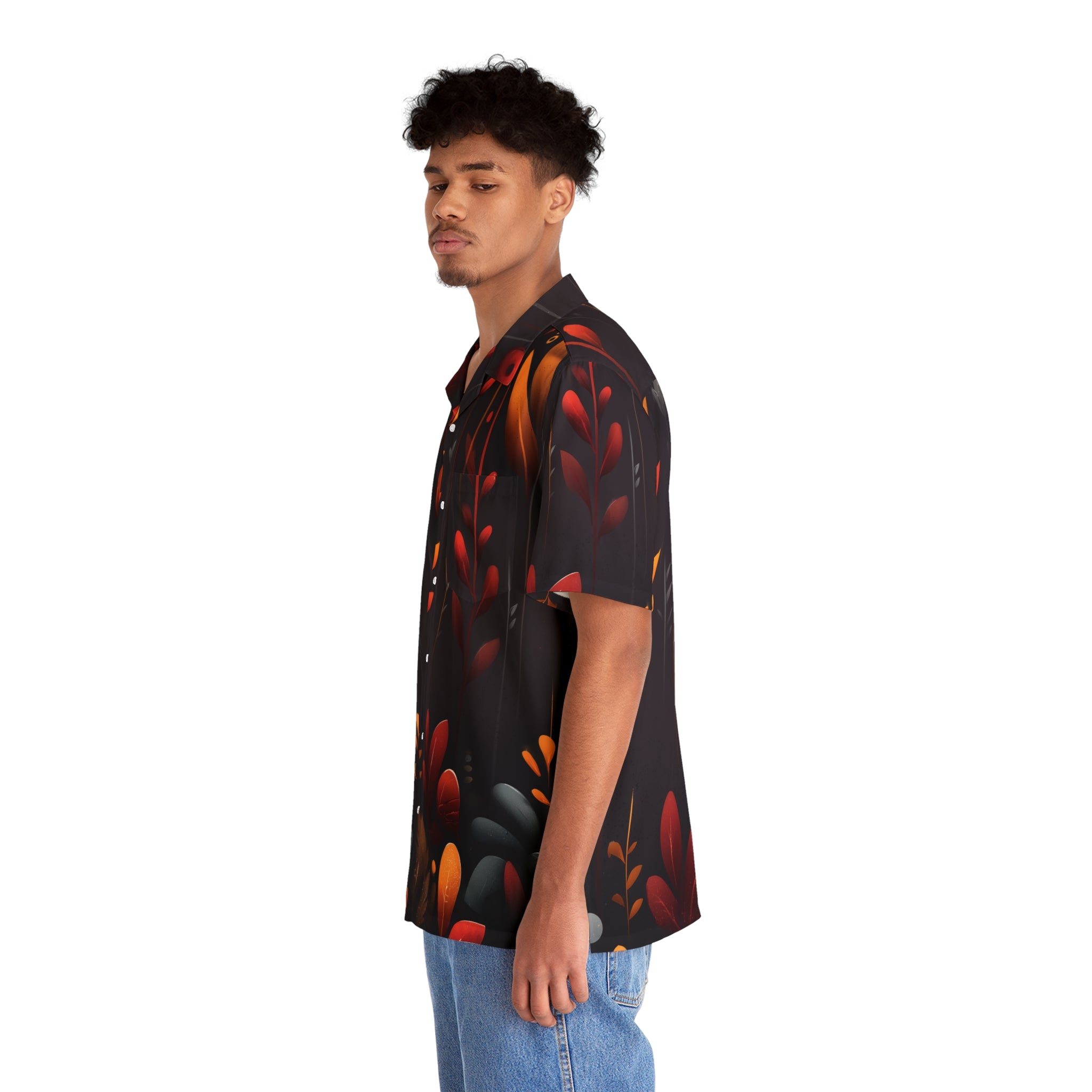 Autumn Night Floral Hawaiian Shirt — Men's Tropical Button-Up