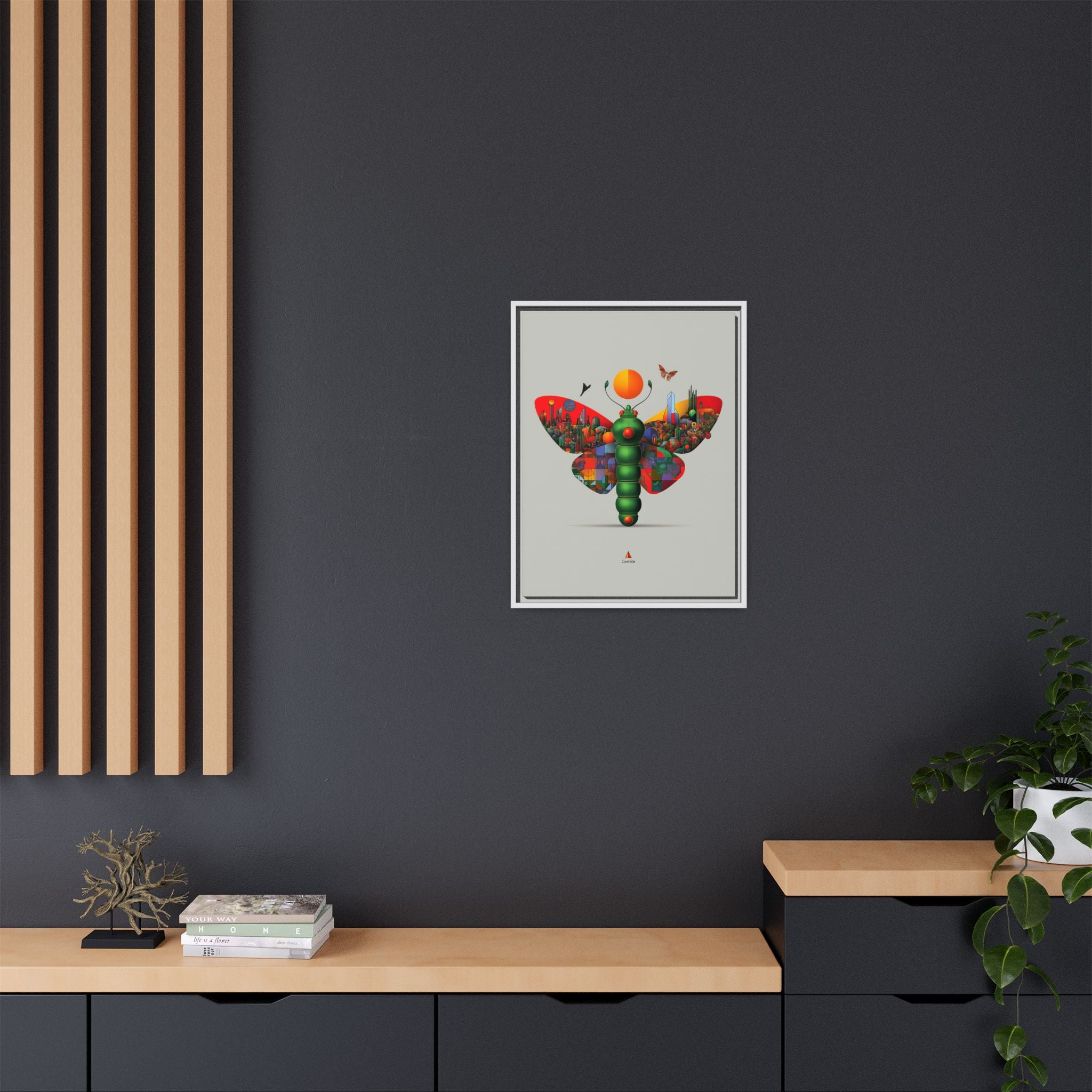 Urban Metamorphosis Framed Print: Geometric Cityscape Butterfly, Digital Surrealism Collage   |  Custom Orders Available