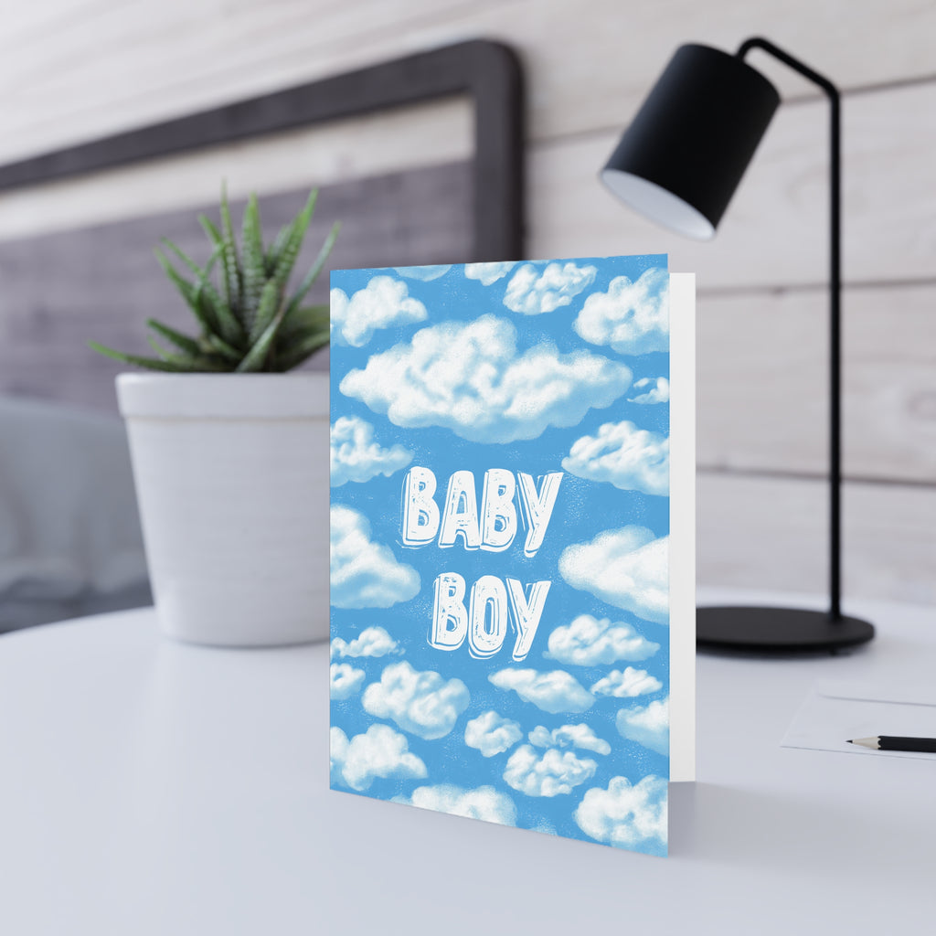 Baby Boy Cloud Greeting Card — Newborn Announcement & Shower Card