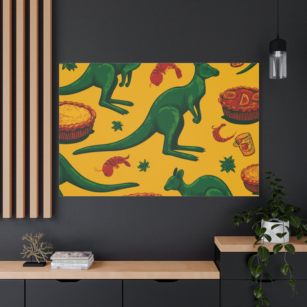 Kangaroo Canvas Wall Art, Vibrant Animal Decor, Unique Gift for Nature Lovers, Fun Kitchen Wall Hanging, Australian Themed Art