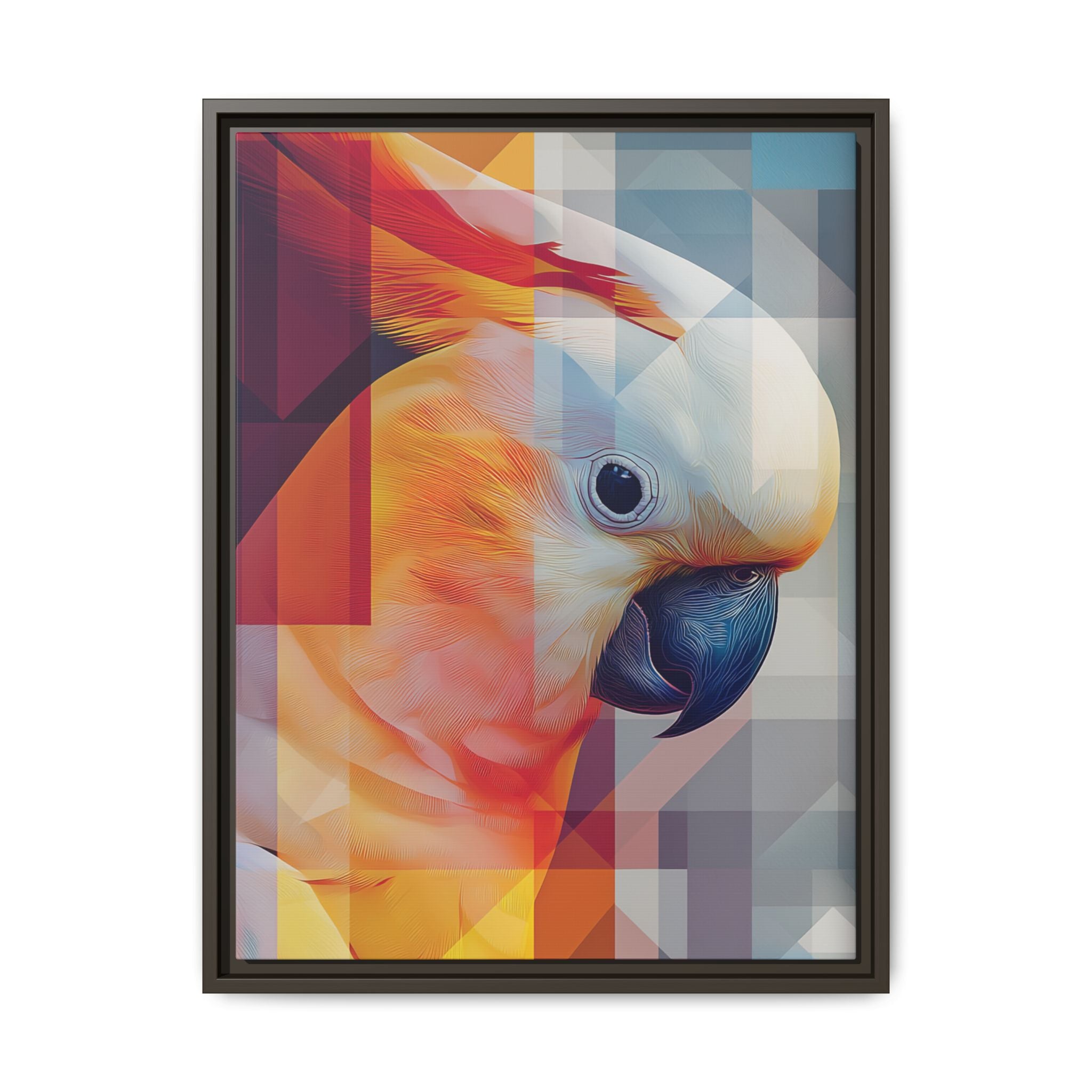 Prismatic Plume: Geometric Parrot Portrait, Digital Mosaic Abstraction   |    Custom Orders Available