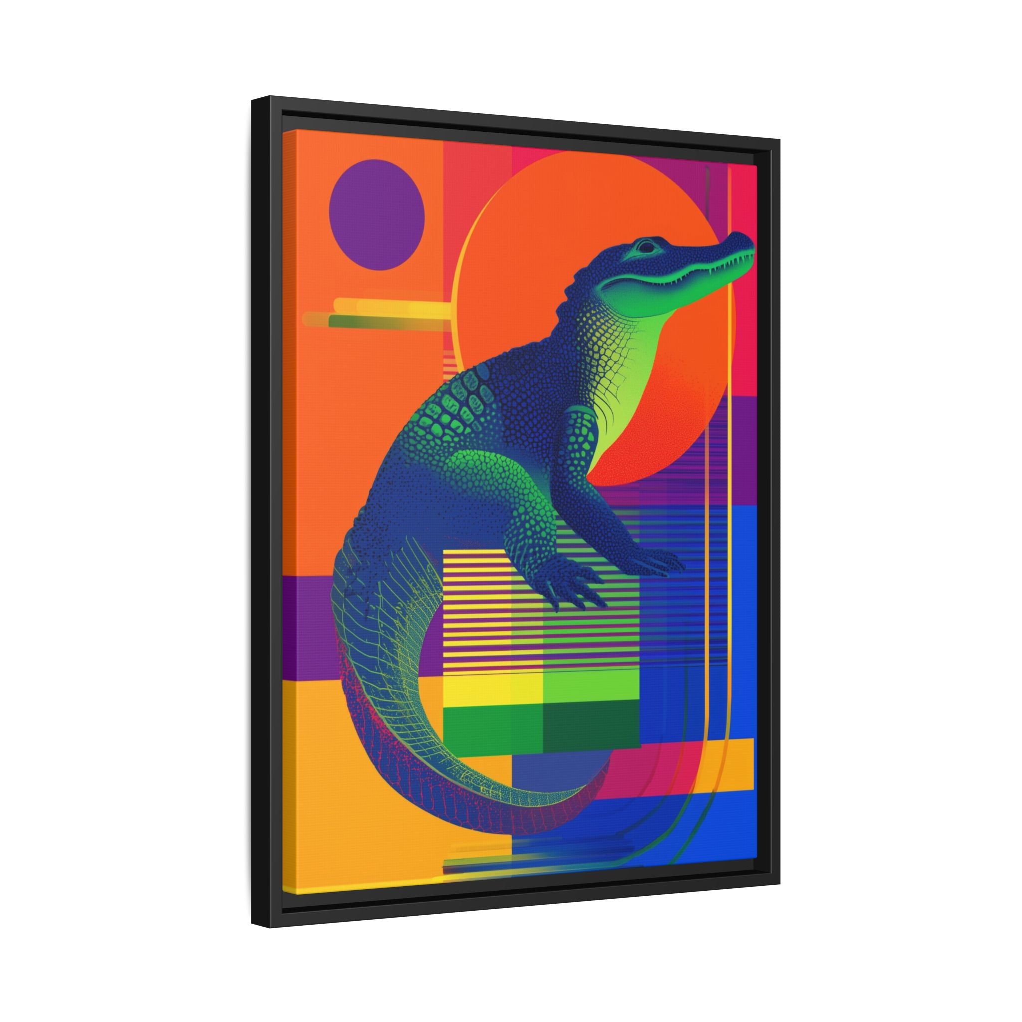 Geometric Alligator Framed Print: Pop Art Reptile, Vibrant Gradient Composition   |  Personalized & Custom Orders Available
