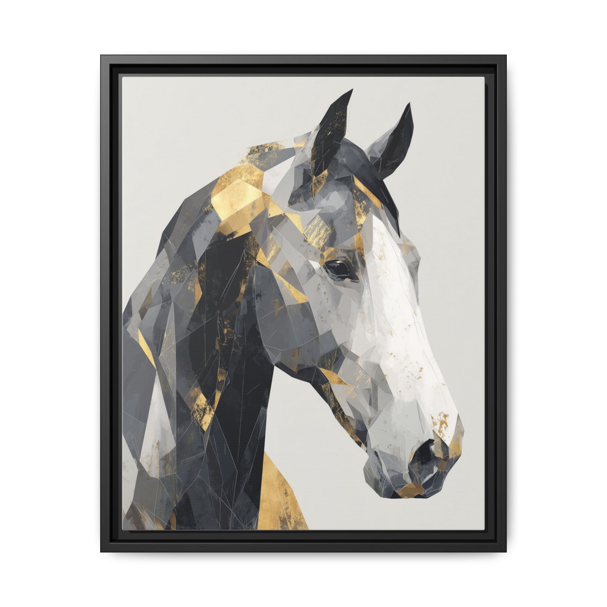 Geometric Stallion: Cubist Equine Art, Modern Metallic Polygonal Design   |  Personalized & Custom Orders Available