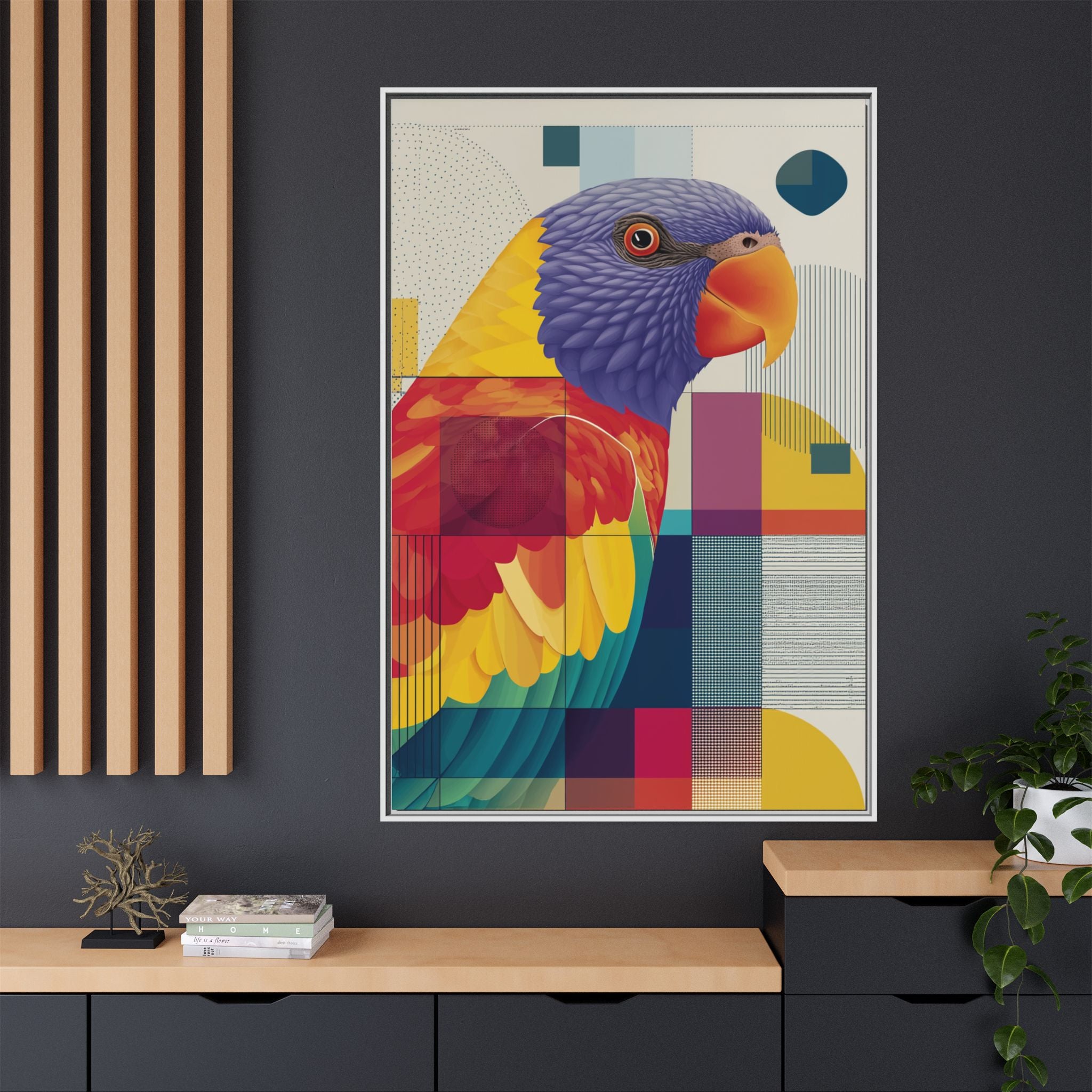 Geometric Parrot: Abstract Wildlife Art, Modern Color Block Design   |  Personalized & Custom Orders Available