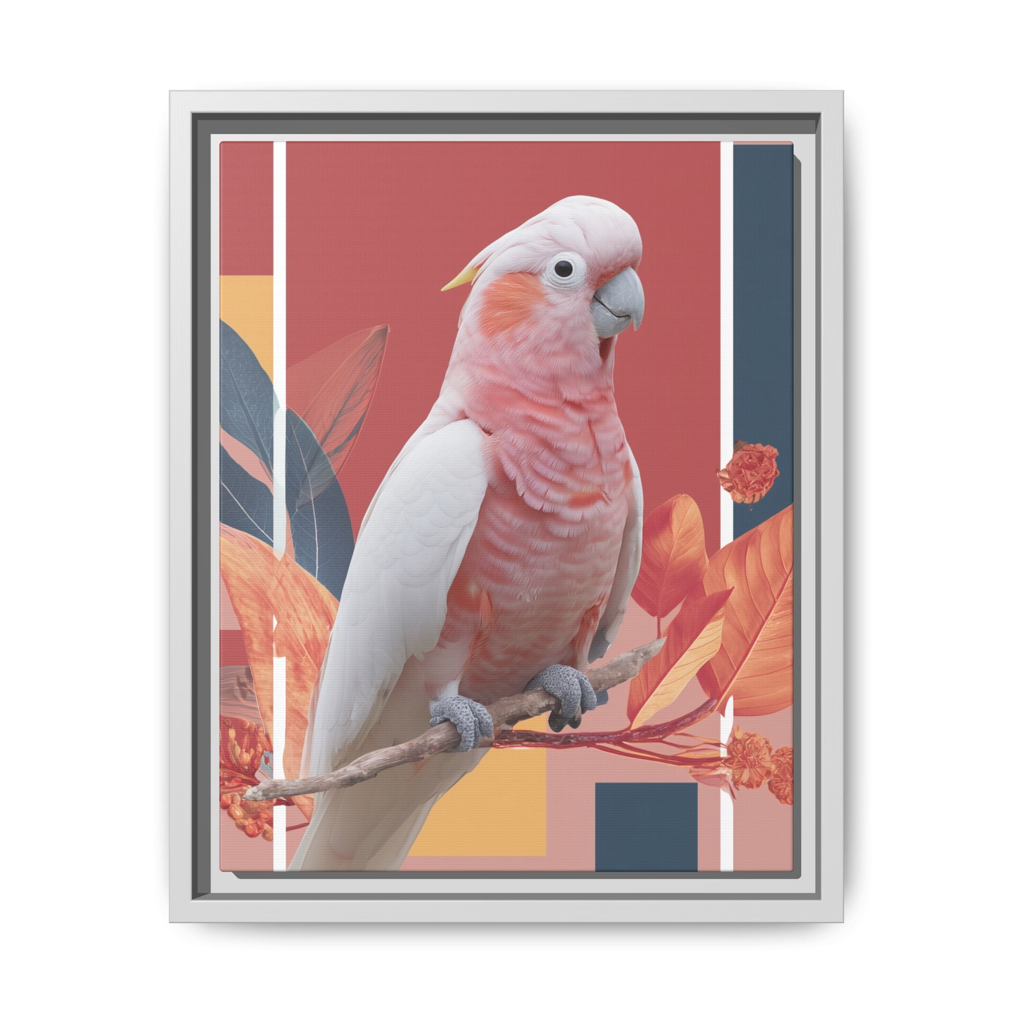 Framed Print: Cockatoo in Contemporary Geometric Style, Modern Avian Art Collection   |  Personalized & Custom Orders Available