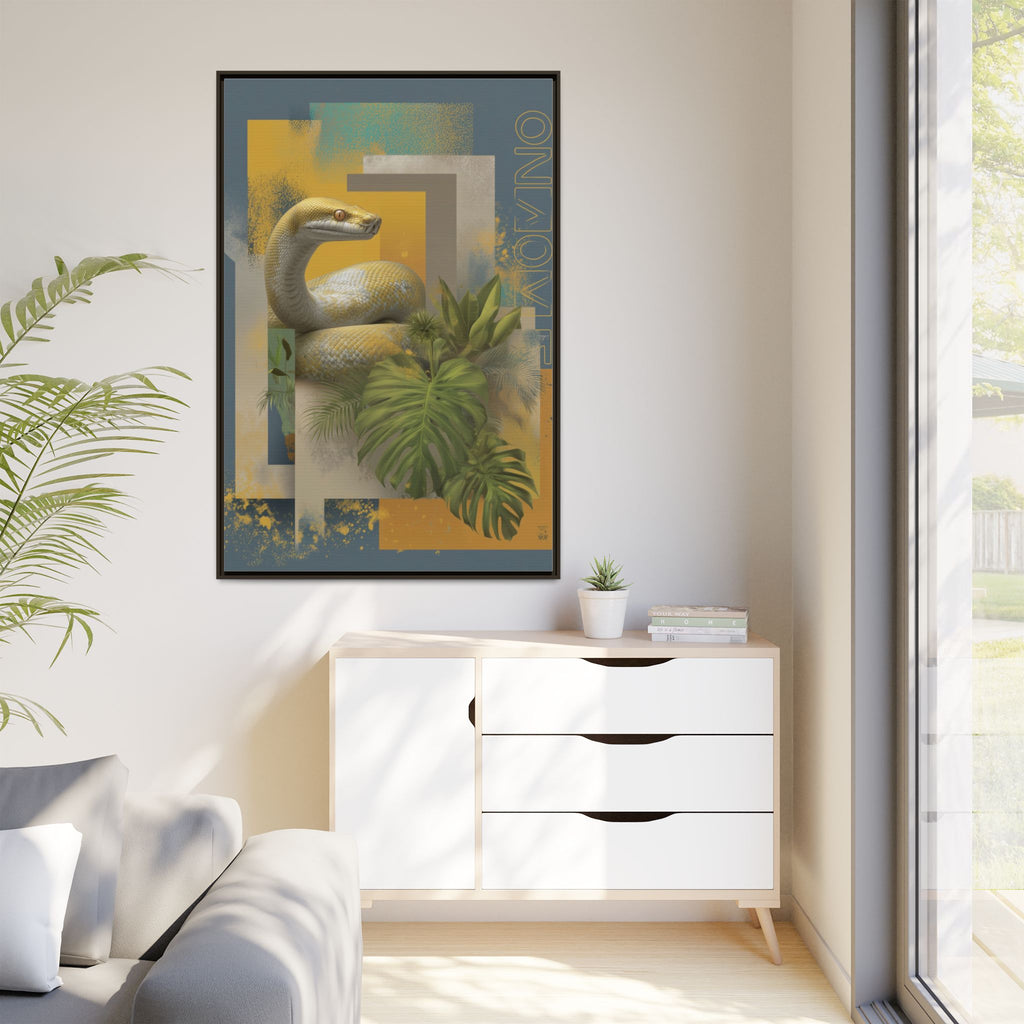 Serpent in Geometry: Tropical Albino Snake Portrait, Modern Botanical Illustration   |    Custom Orders Available