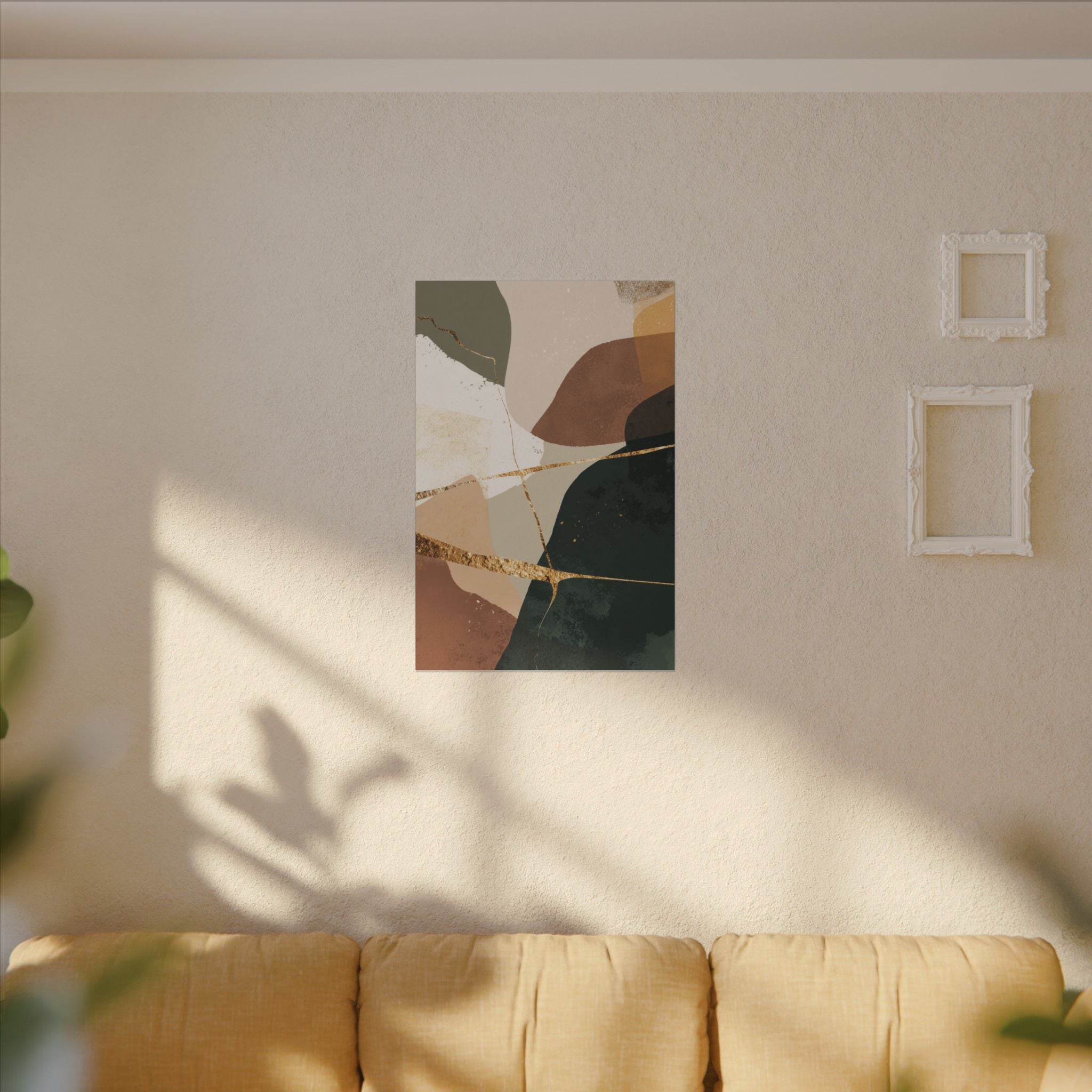 Canvas Print, Abstract Earthy Gold Wall Art, Modern Designer Home Decor, Stretched Matte Canvas; Thick, Multi-Size, Office Decor