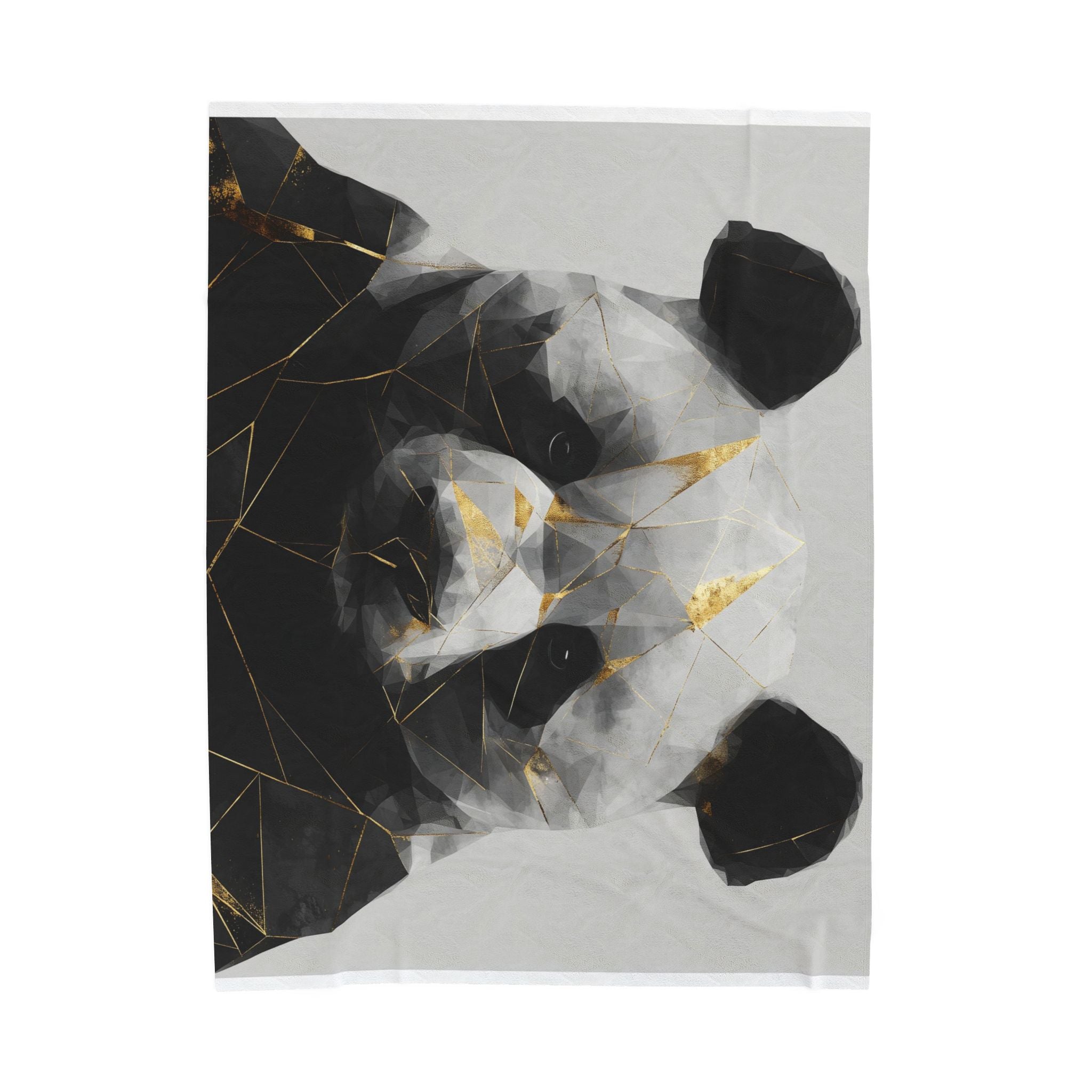 Fractured Panda Blanket: Geometric Digital Art, Polygonal Wildlife, Modern Metallic Rendering   |  Personalized & Custom Orders Available