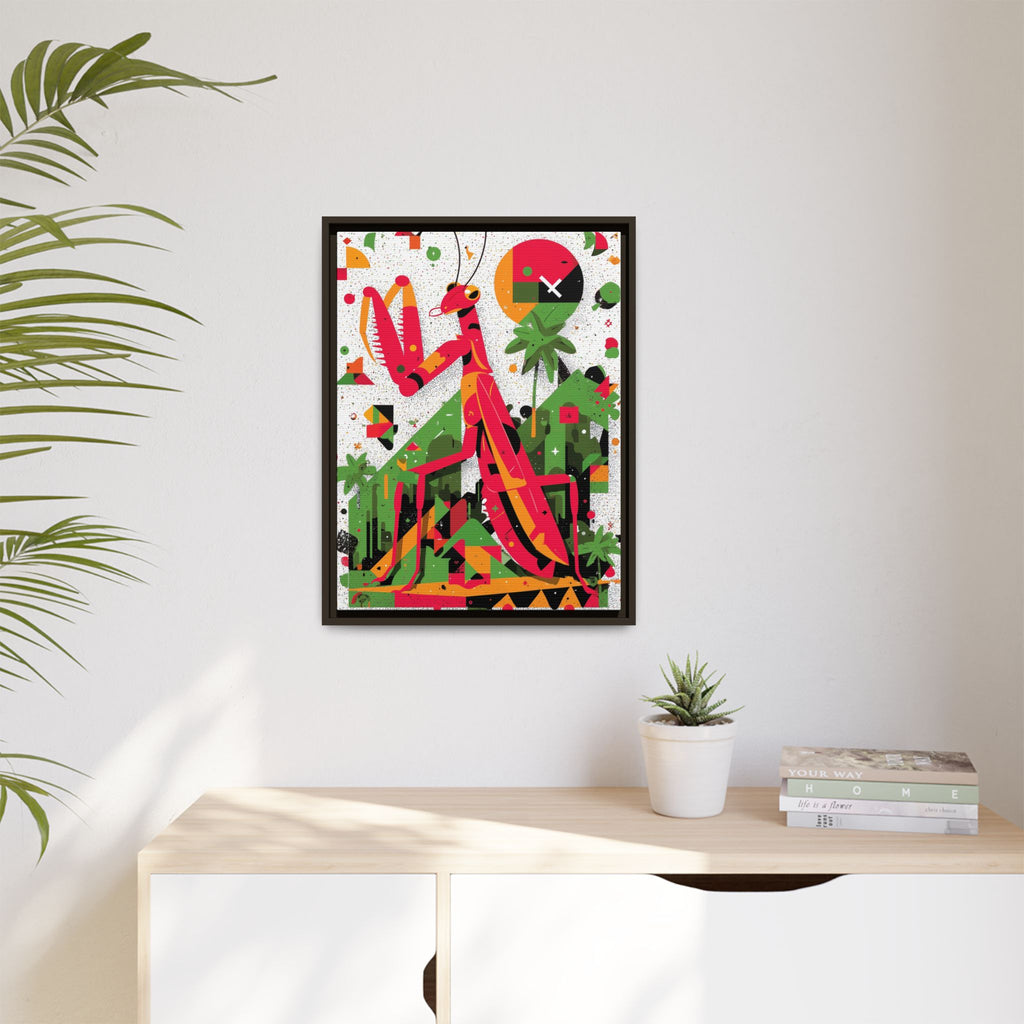 Praying Mantis in Bloom: Geometric Insect Portrait, Abstract Digital Illustration   |    Custom Orders Available