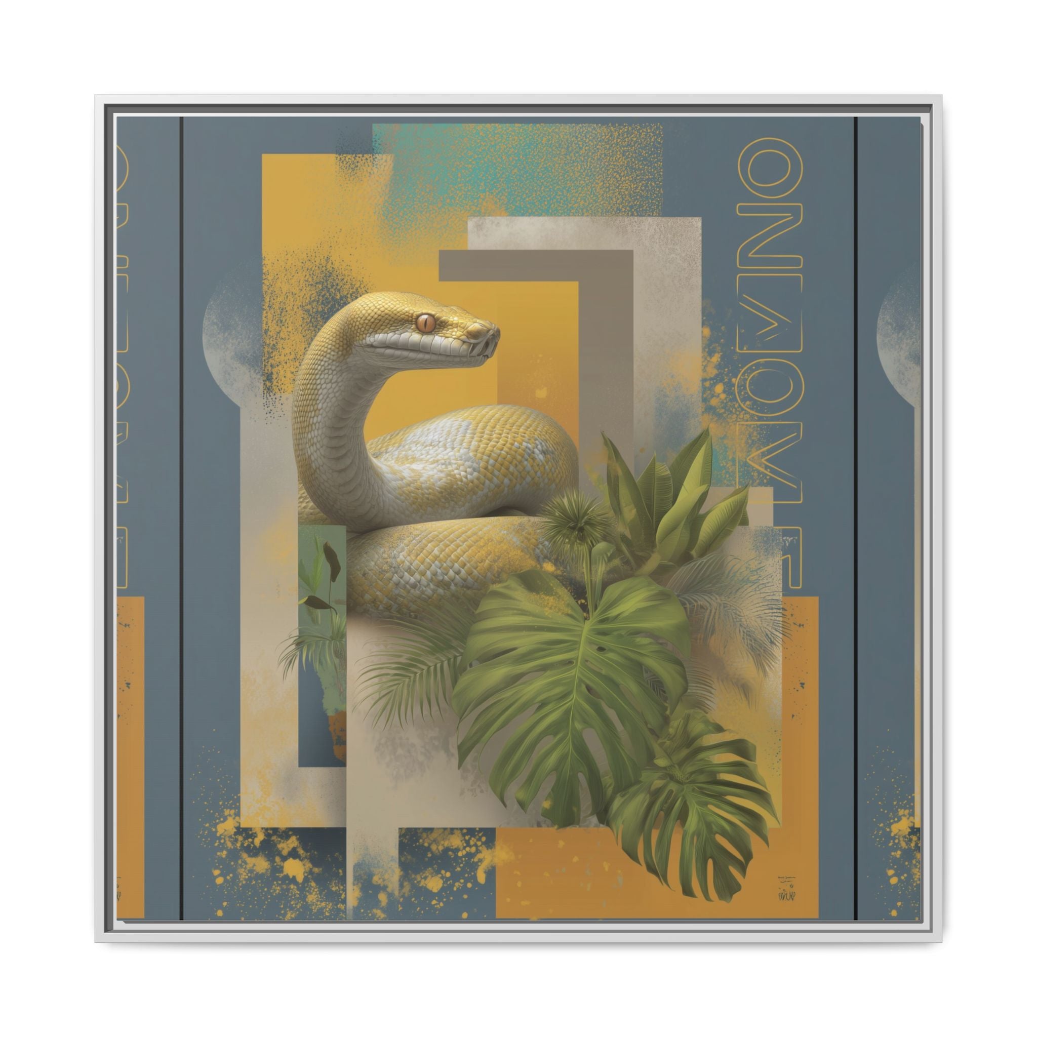 Serpent in Geometry: Tropical Albino Snake Portrait, Modern Botanical Illustration   |    Custom Orders Available