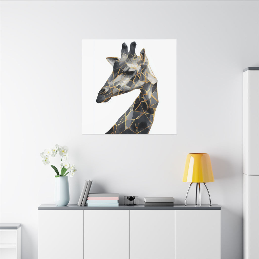 Geometric Giraffe: Modern Mosaic Art, Angular Wildlife Portrait, Monochromatic Polygon Design   |  Personalized & Custom Orders Available